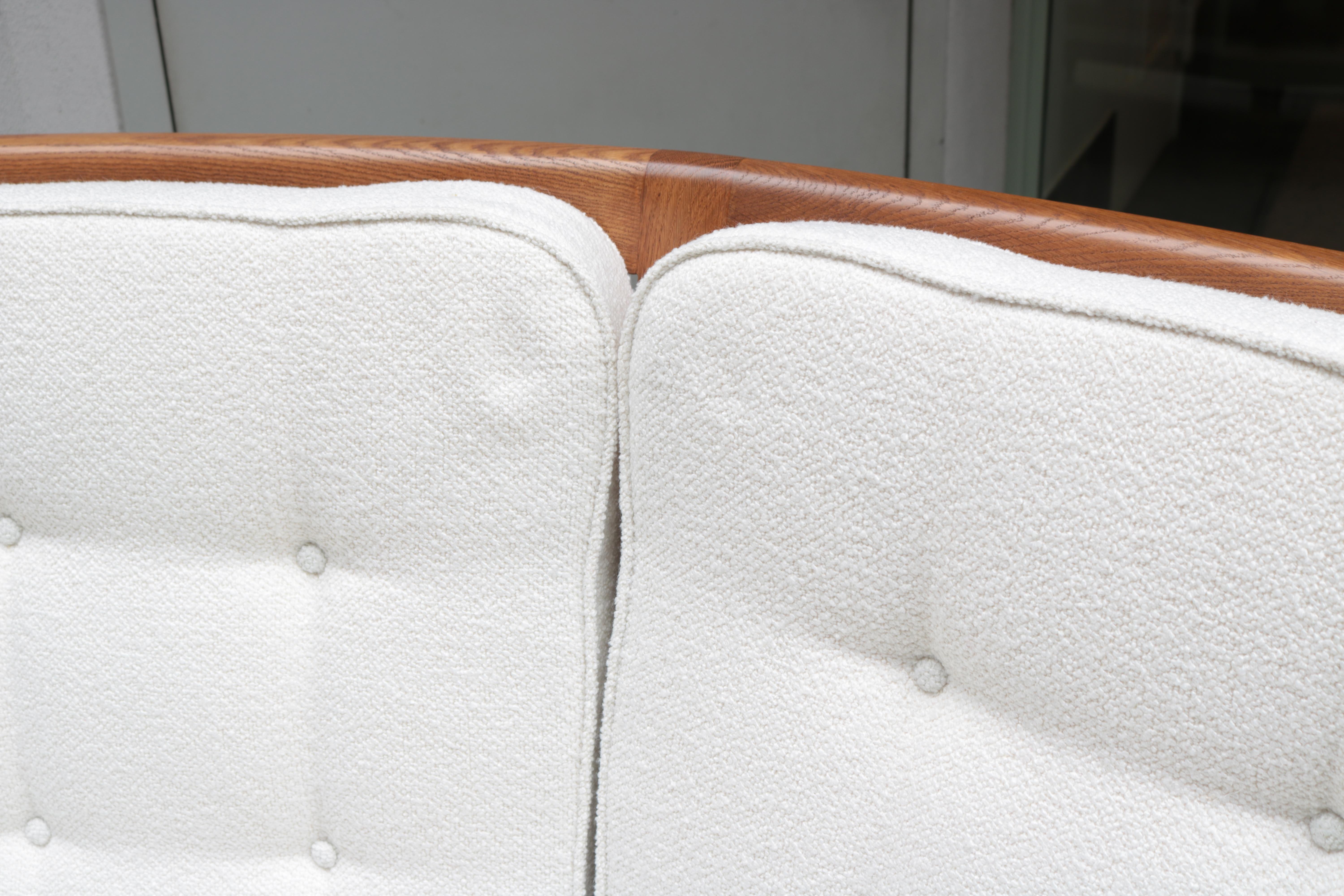 Upholstery Modernist Oak Sofa Designed by Guillerme et Chambron For Sale