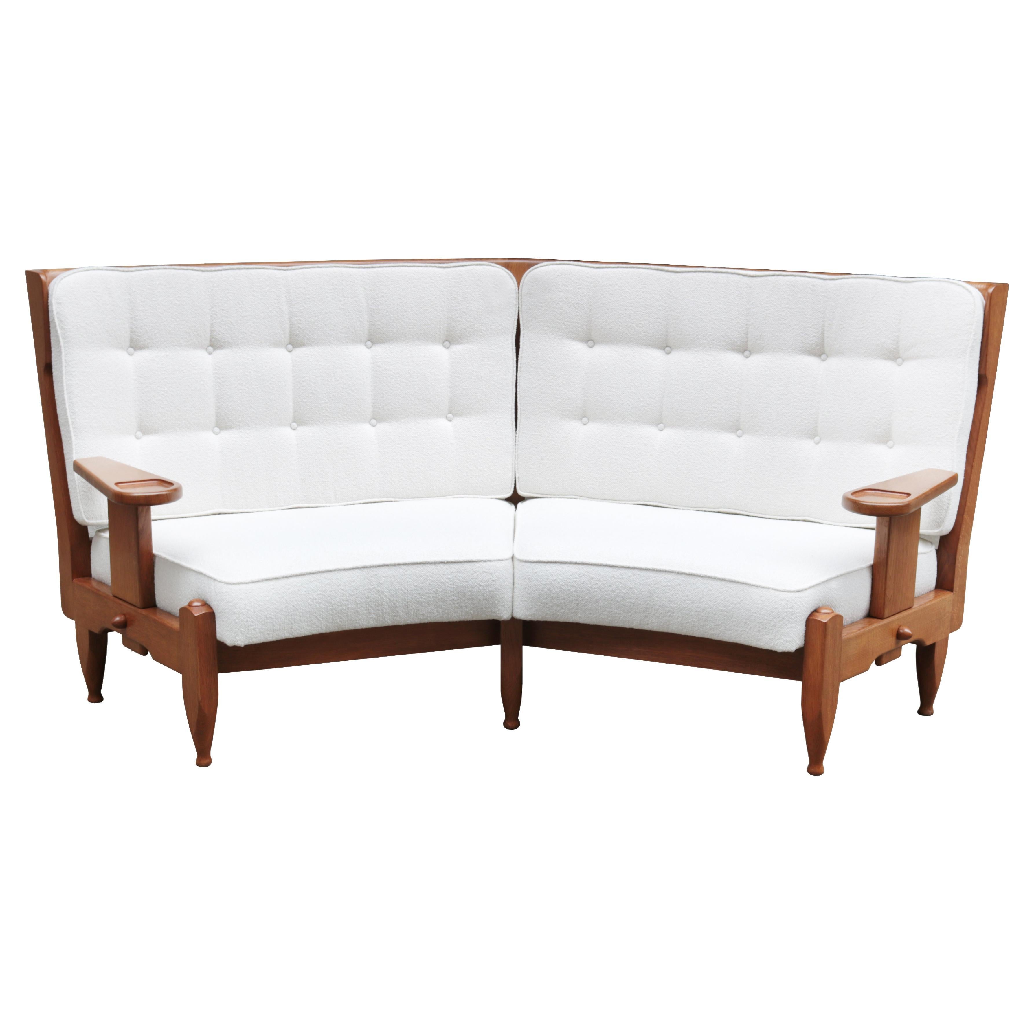 Modernist Oak Sofa Designed by Guillerme et Chambron