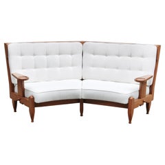 Vintage Modernist Oak Sofa Designed by Guillerme et Chambron