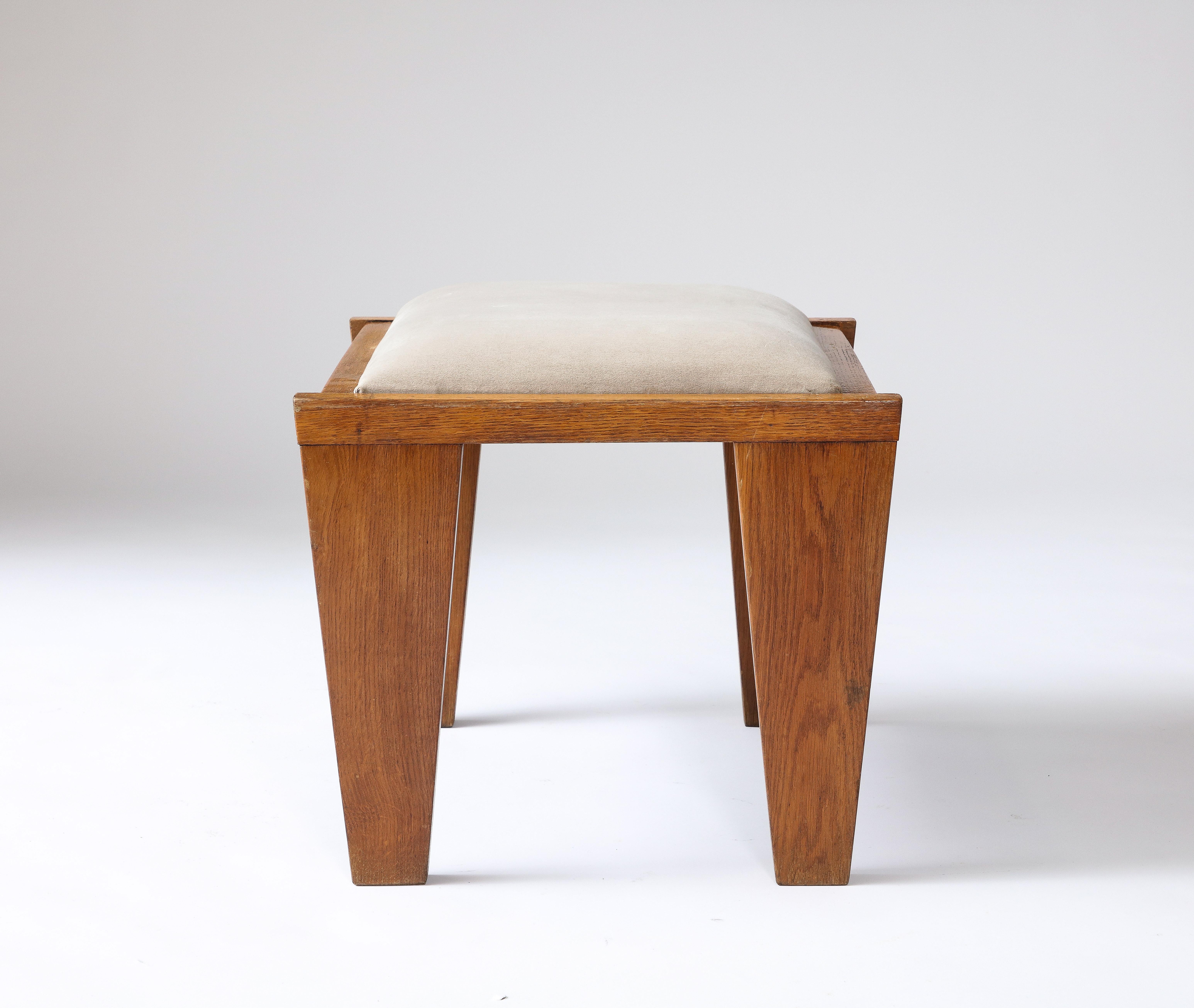 Modernist Oak Stool, France, c. 1960 In Good Condition For Sale In New York City, NY