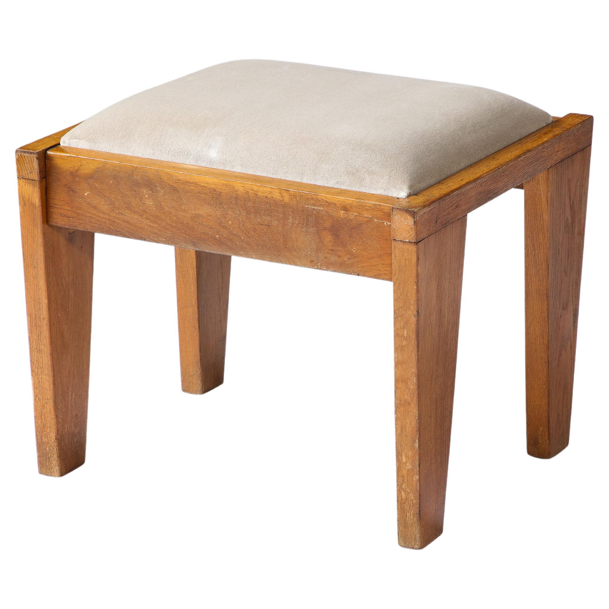 Modernist Oak Stool, France, c. 1960 For Sale