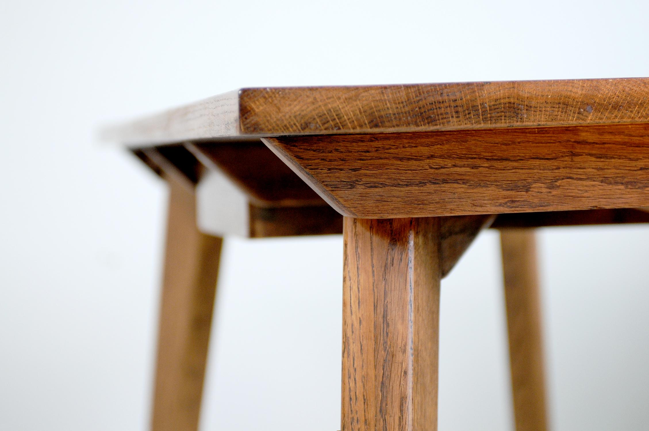 Oiled Modernist Oak Table, French Reconstruction, 1950