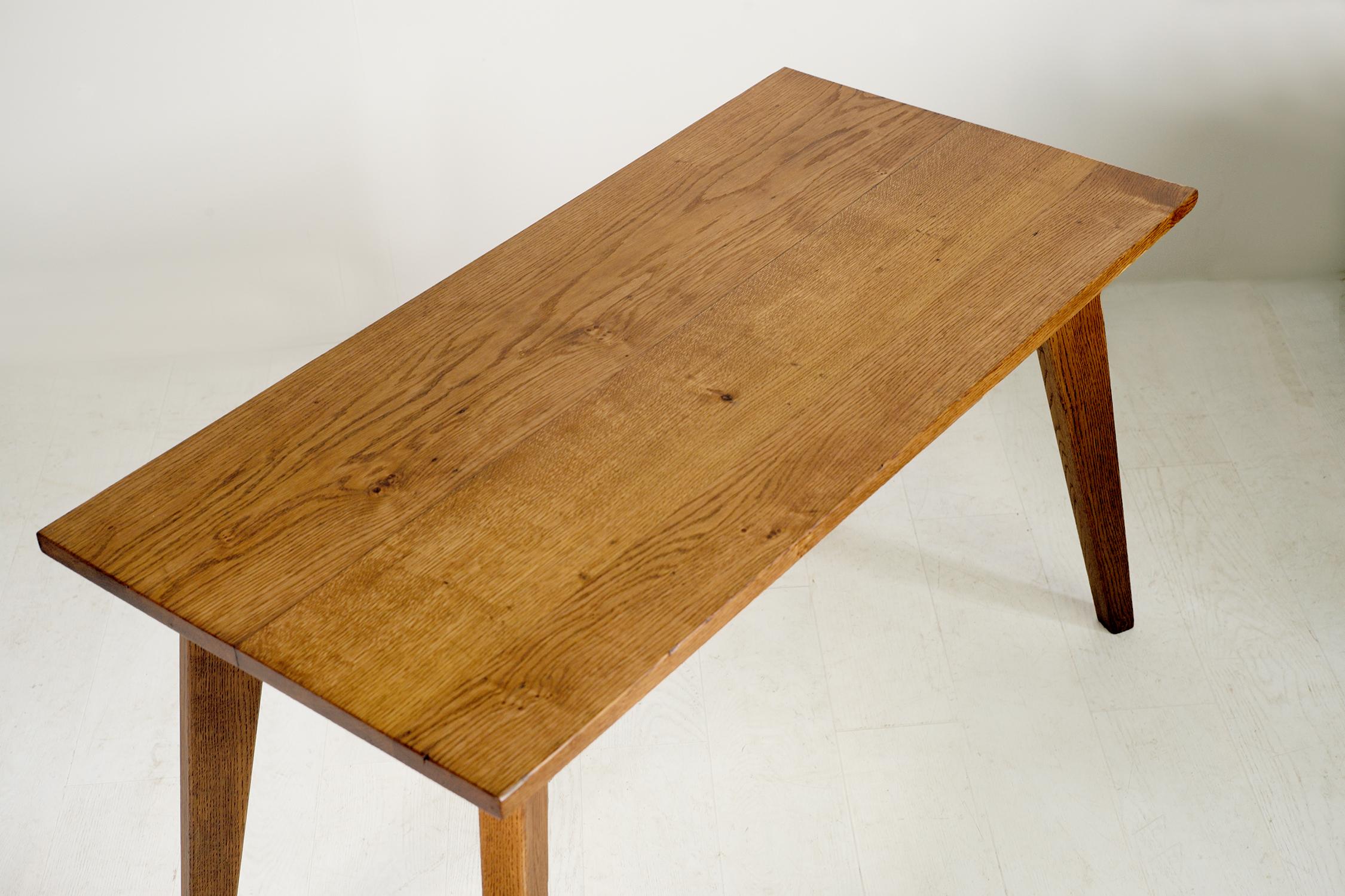 Modernist Oak Table, French Reconstruction, 1950 1