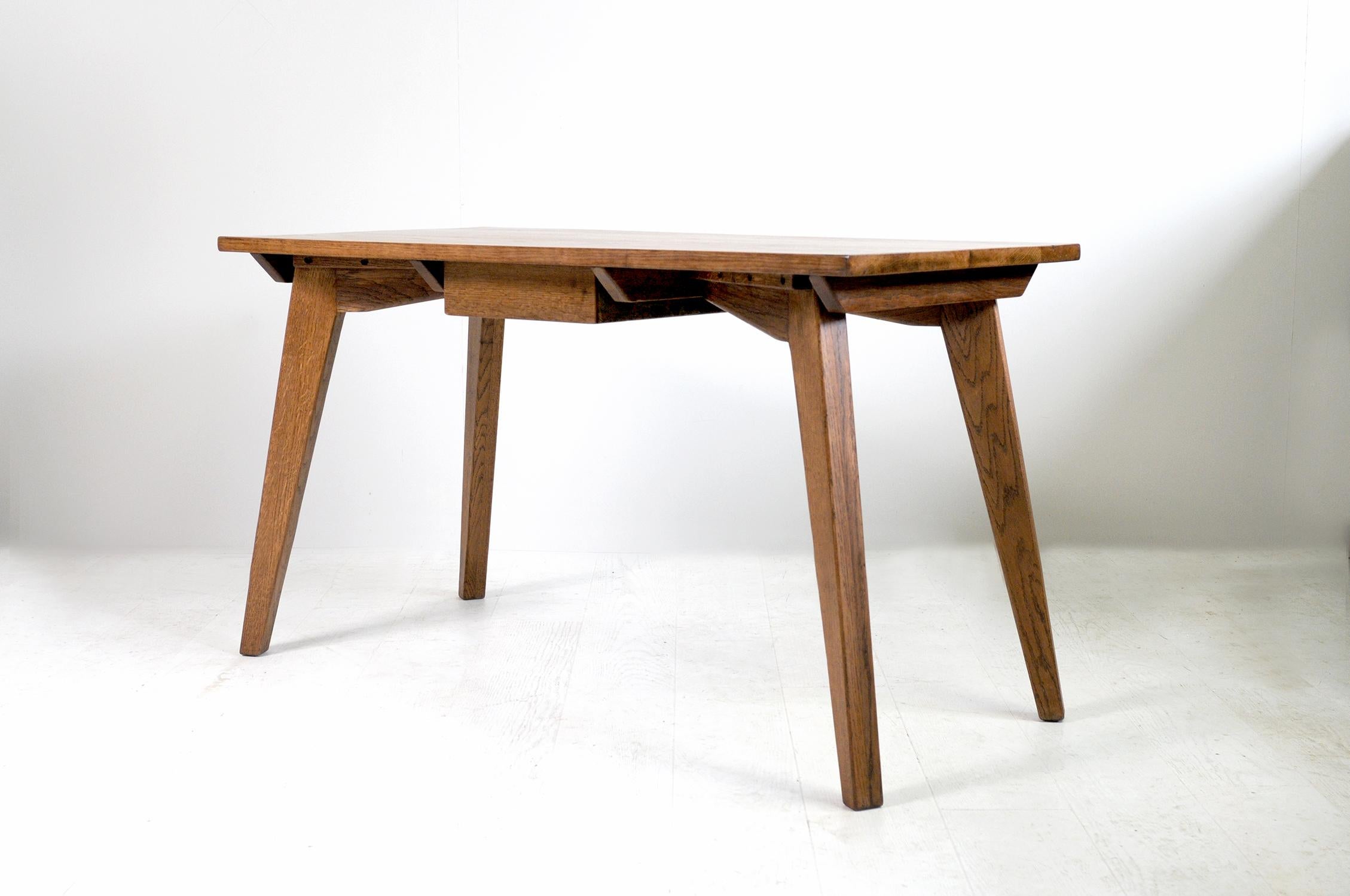 Modernist Oak Table, French Reconstruction, 1950 2
