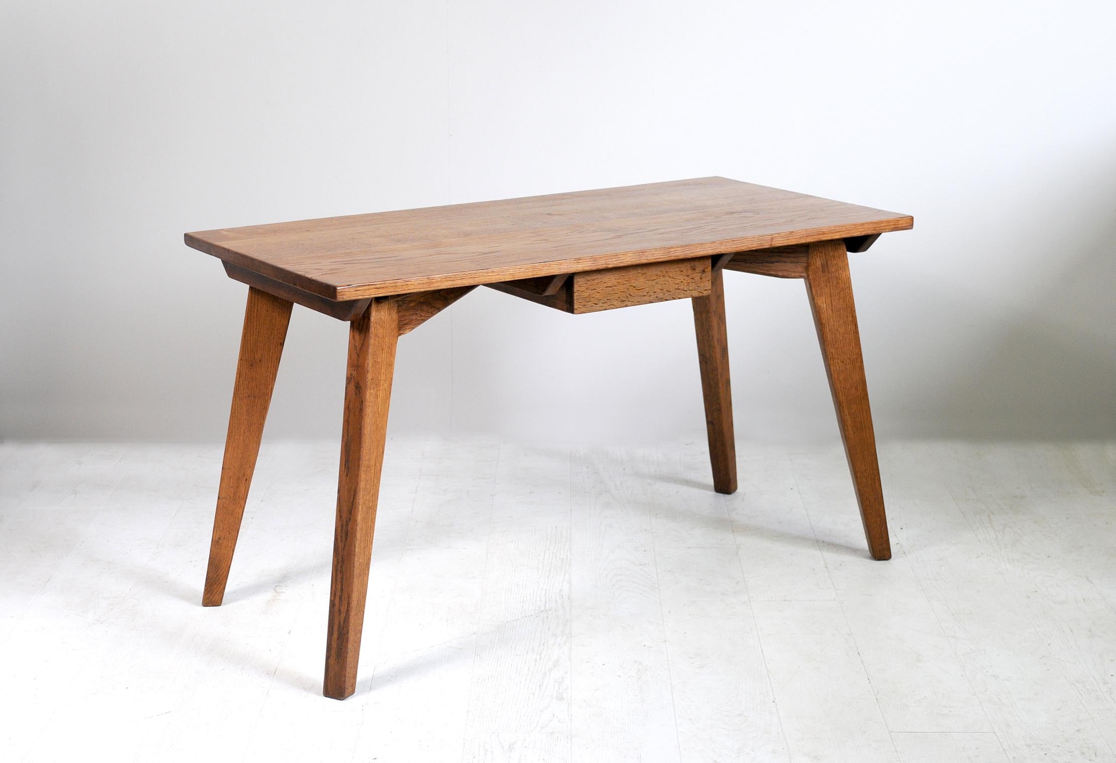 Modernist Oak Table, French Reconstruction, 1950 3