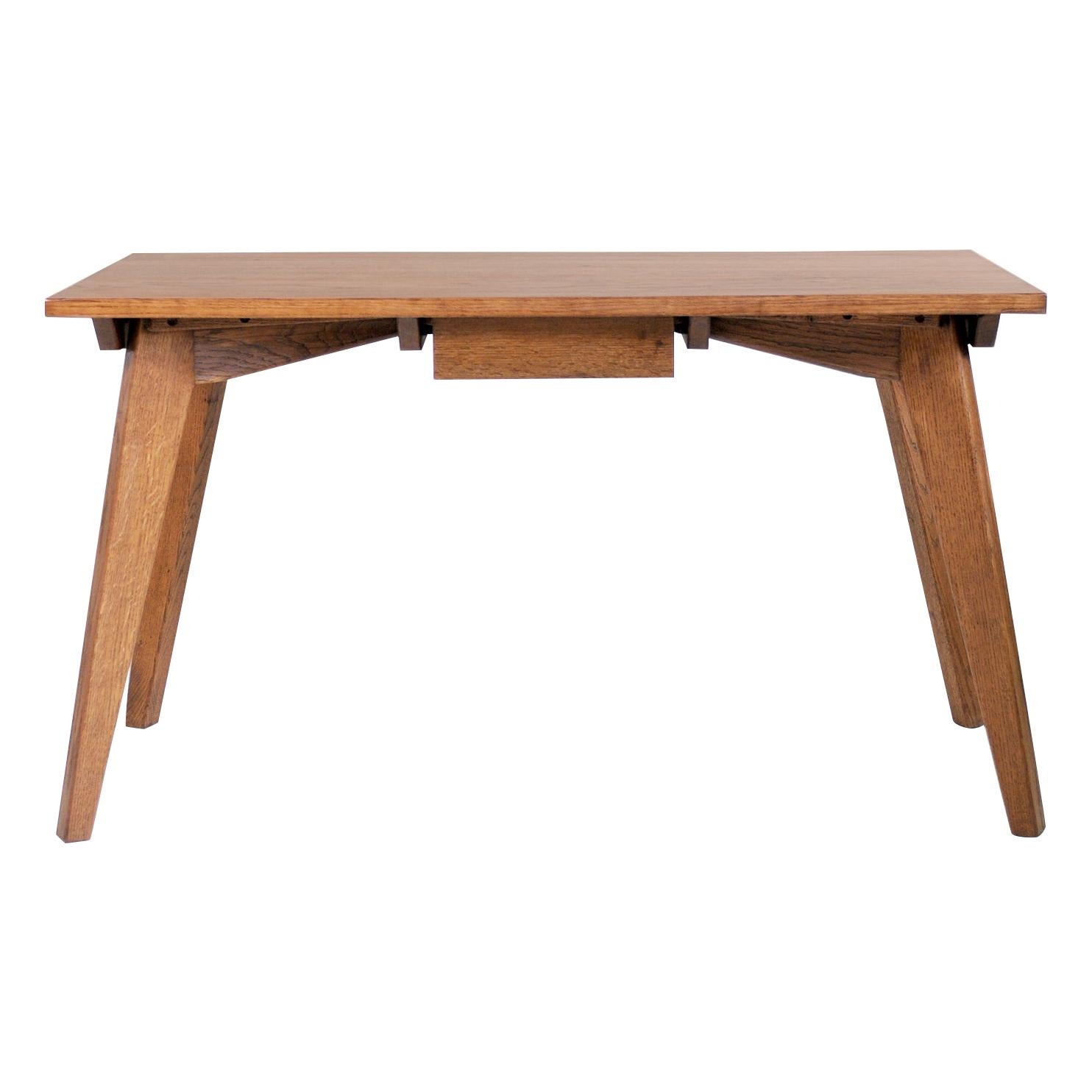 Modernist Oak Table, French Reconstruction, 1950
