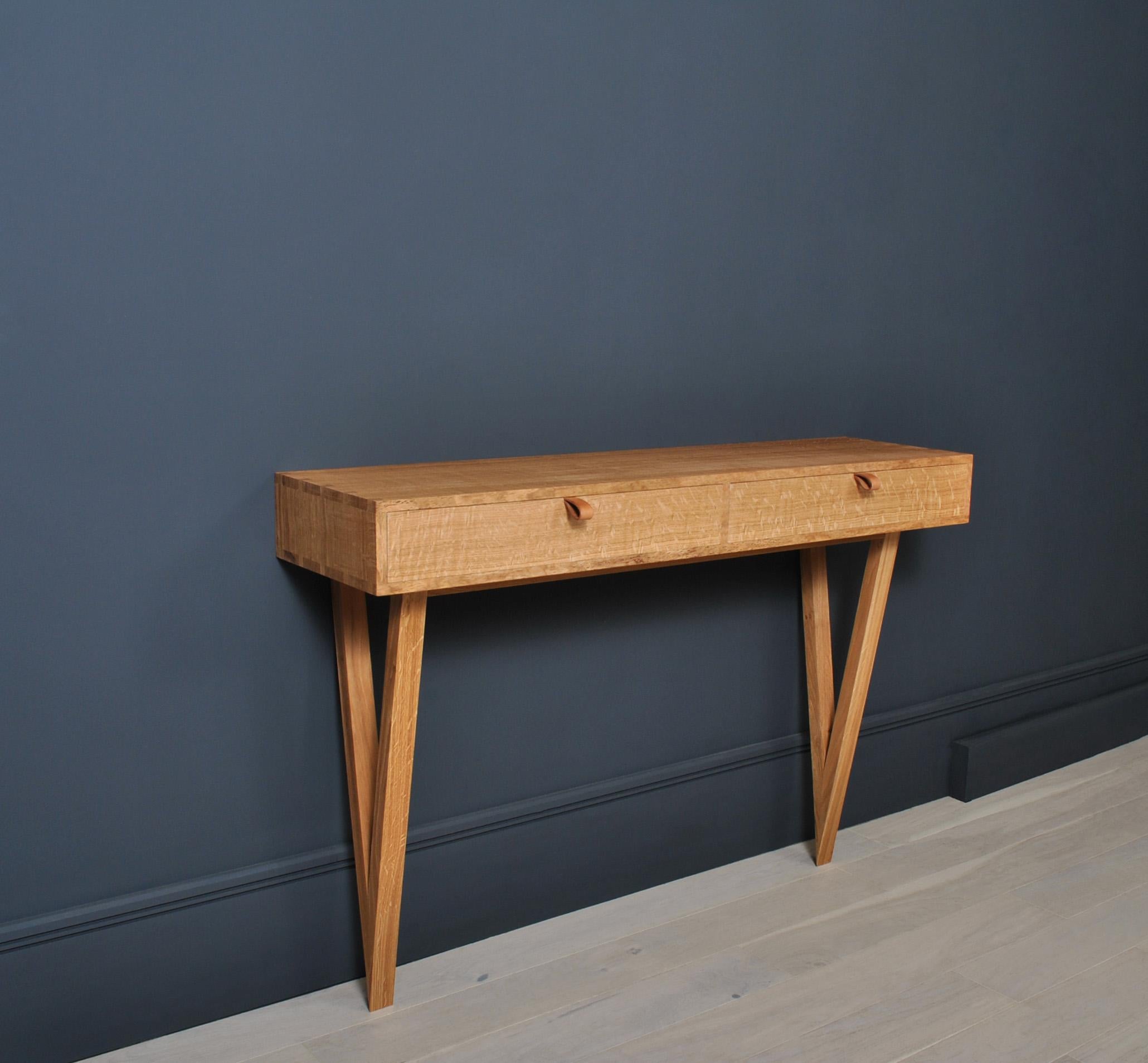Hand-Crafted Handcrafted Modernist Oak Vanity For Sale