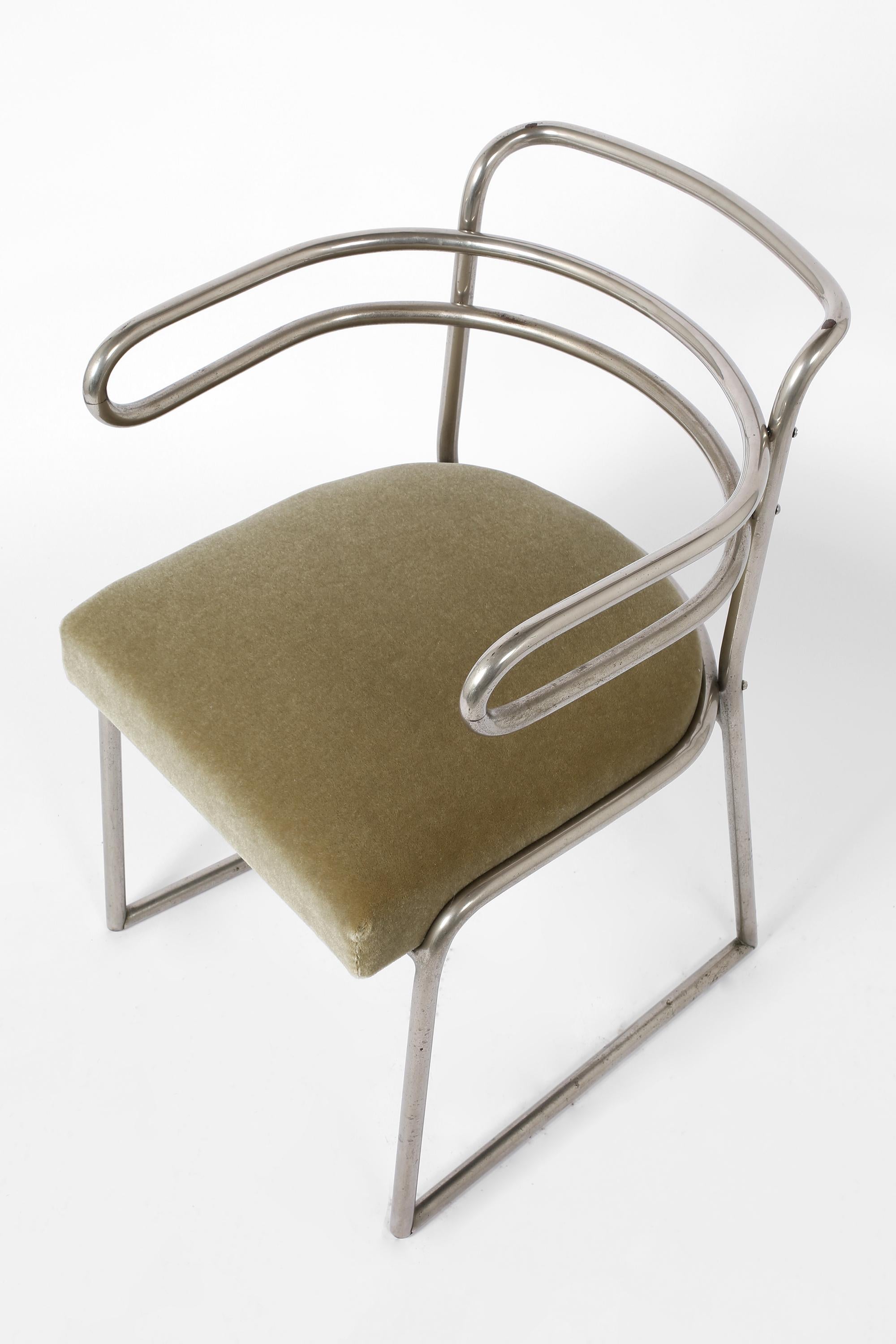 Nickel Modernist Occasional Armchair by Louis Sognot