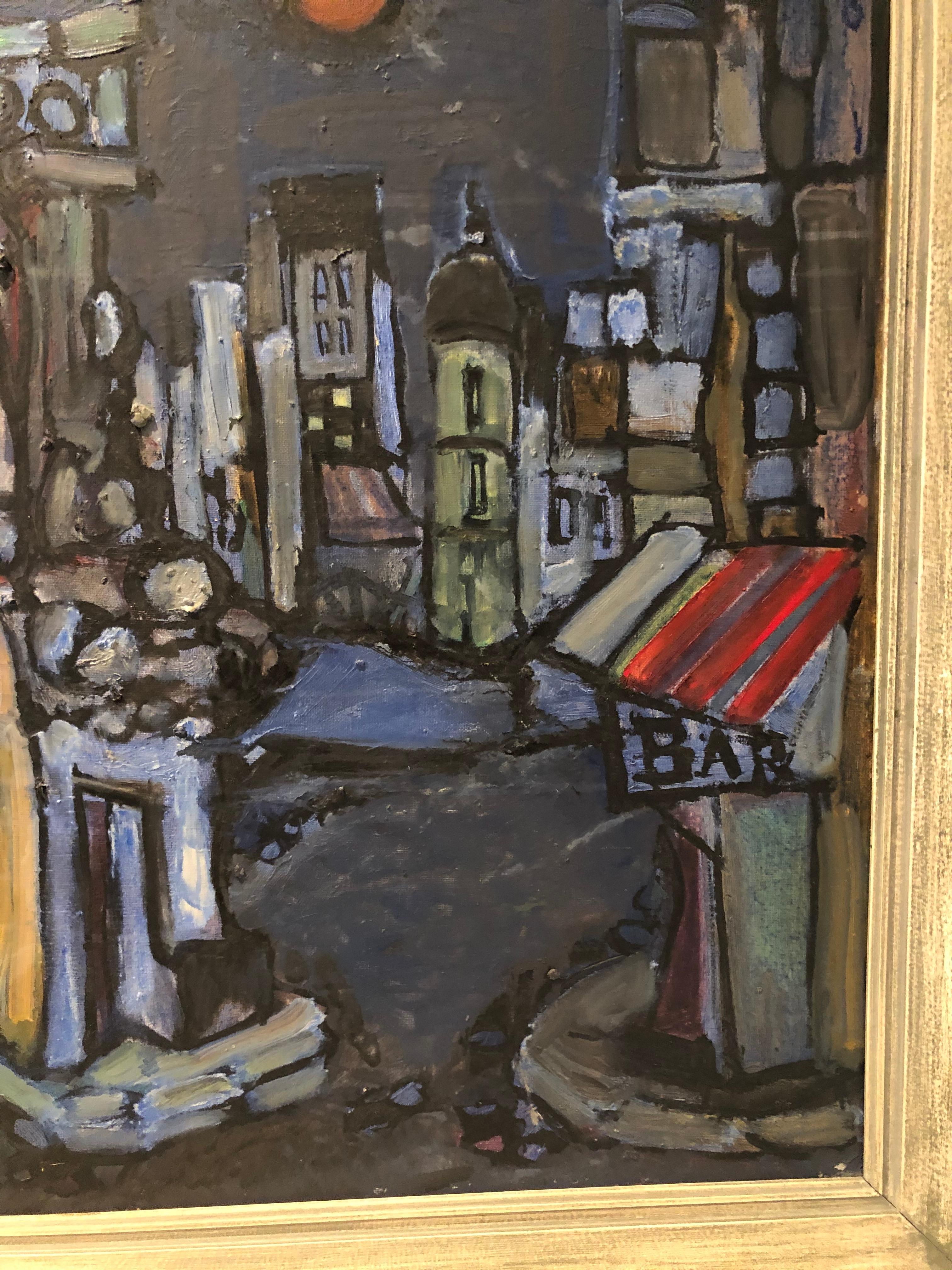 French Modernist Oil on Canvas of Paris by Listed Artist Jean-Claude Dragomir For Sale