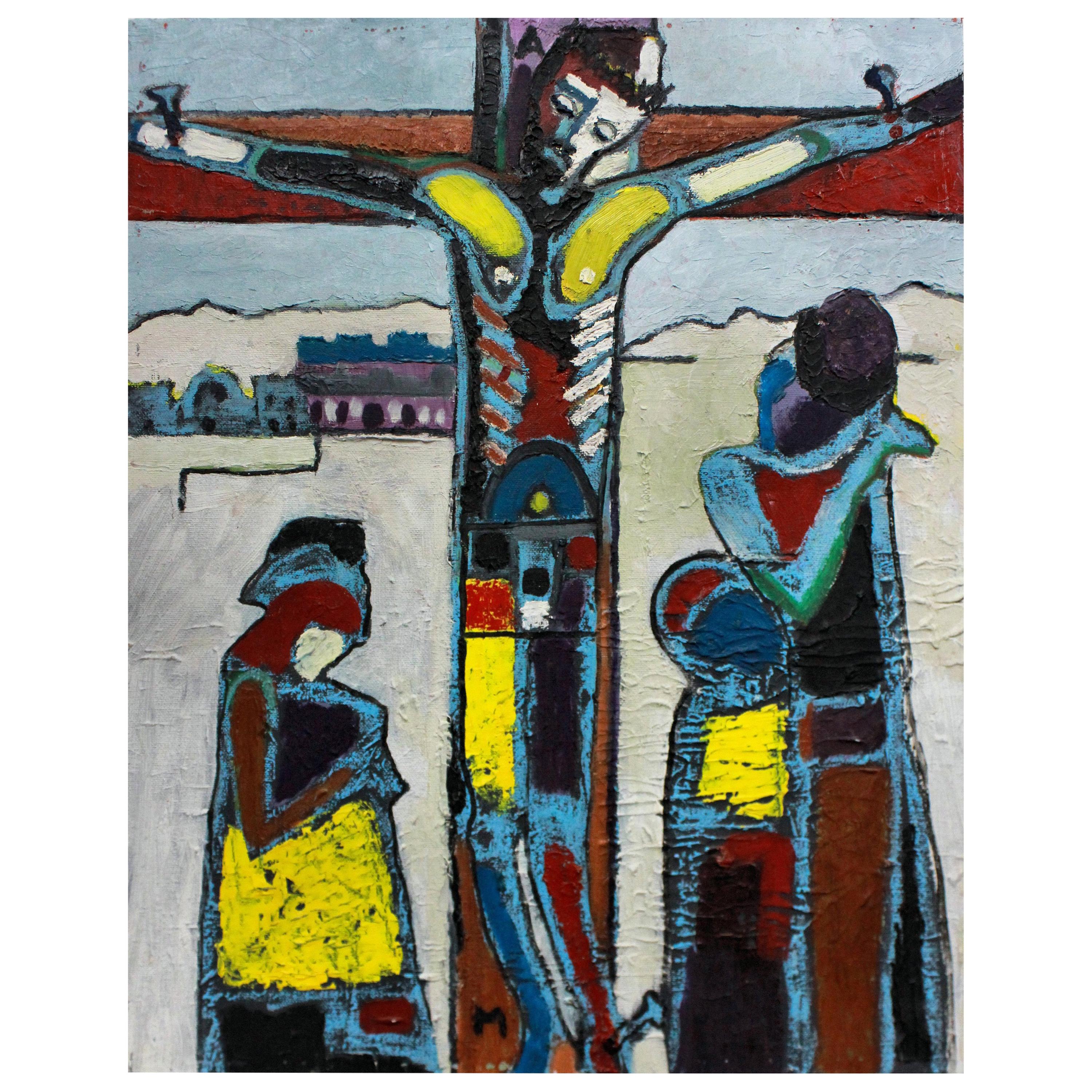 Modernist Oil on Canvas of the Crucifixion