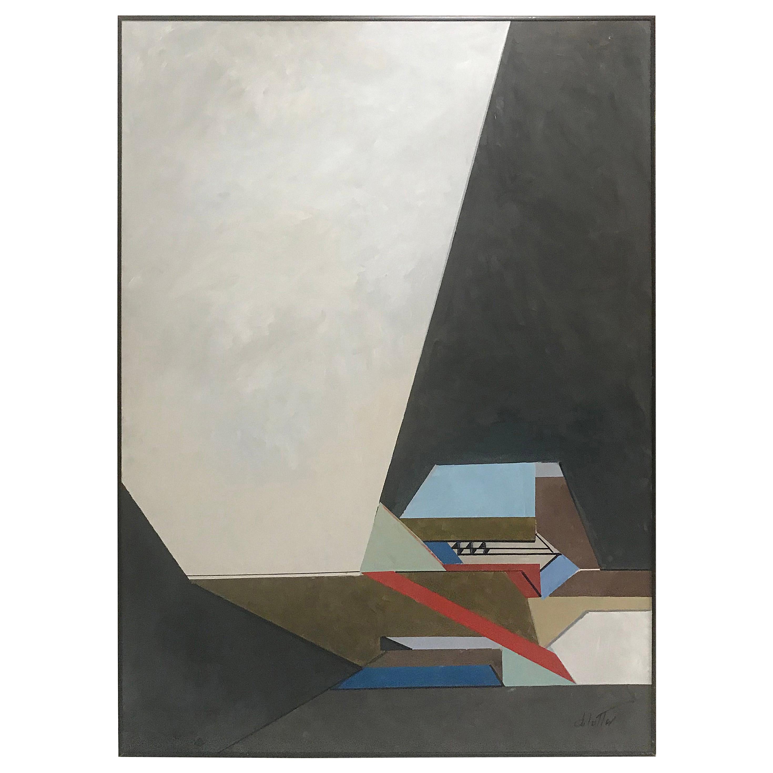 Modernist Oil on Canvas, Original Painting by W N Y Artist Don Letta