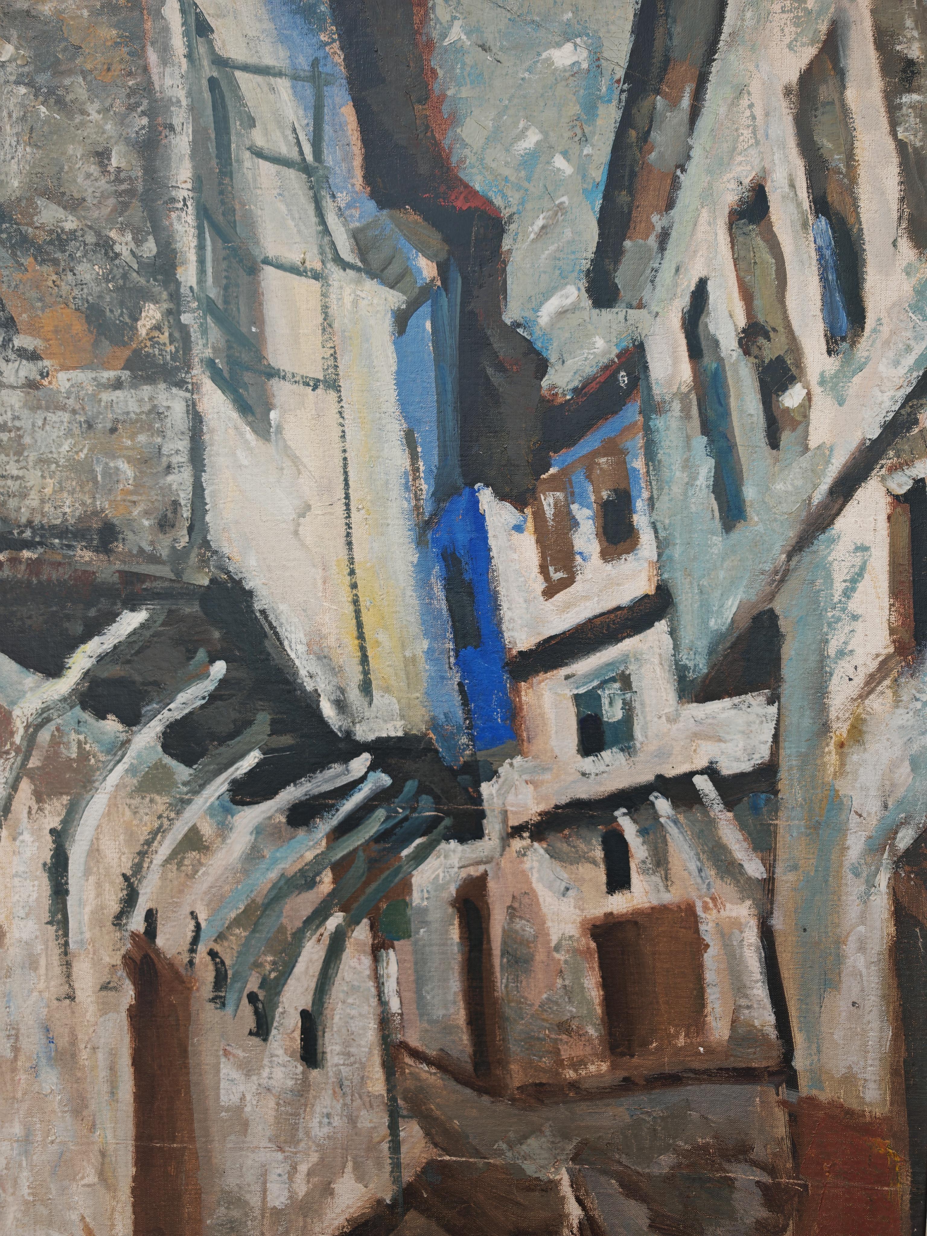 Modernistisches Öl auf Leinwand mit dem Titel 