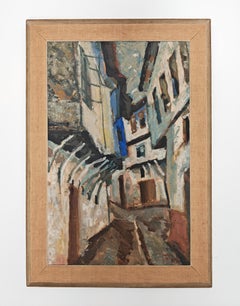 Modernist Oil on Canvas titled "Ohrid" by Aleksandar Jeremic Cibe, 1959