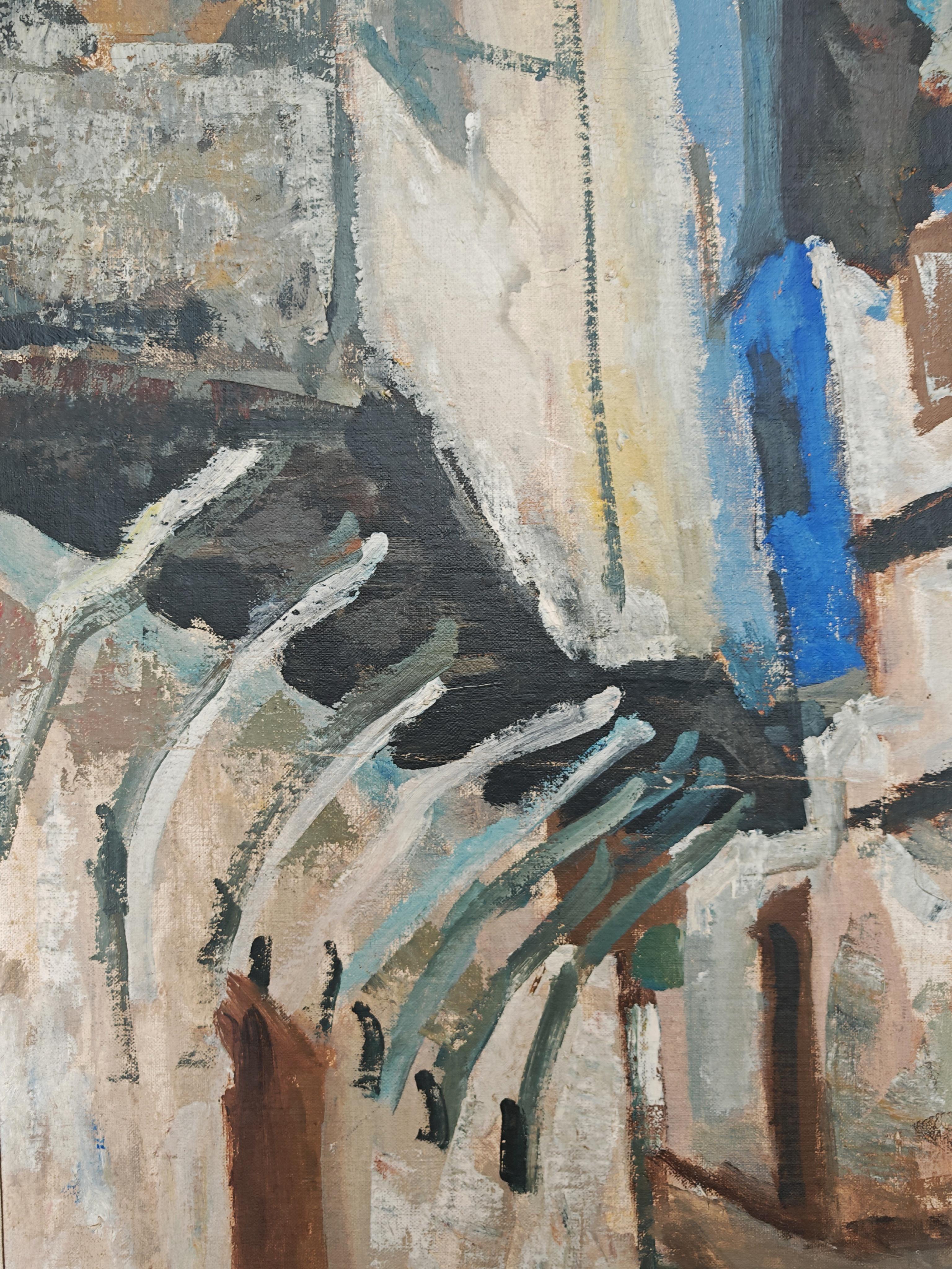 Modernistisches Öl auf Leinwand mit dem Titel 