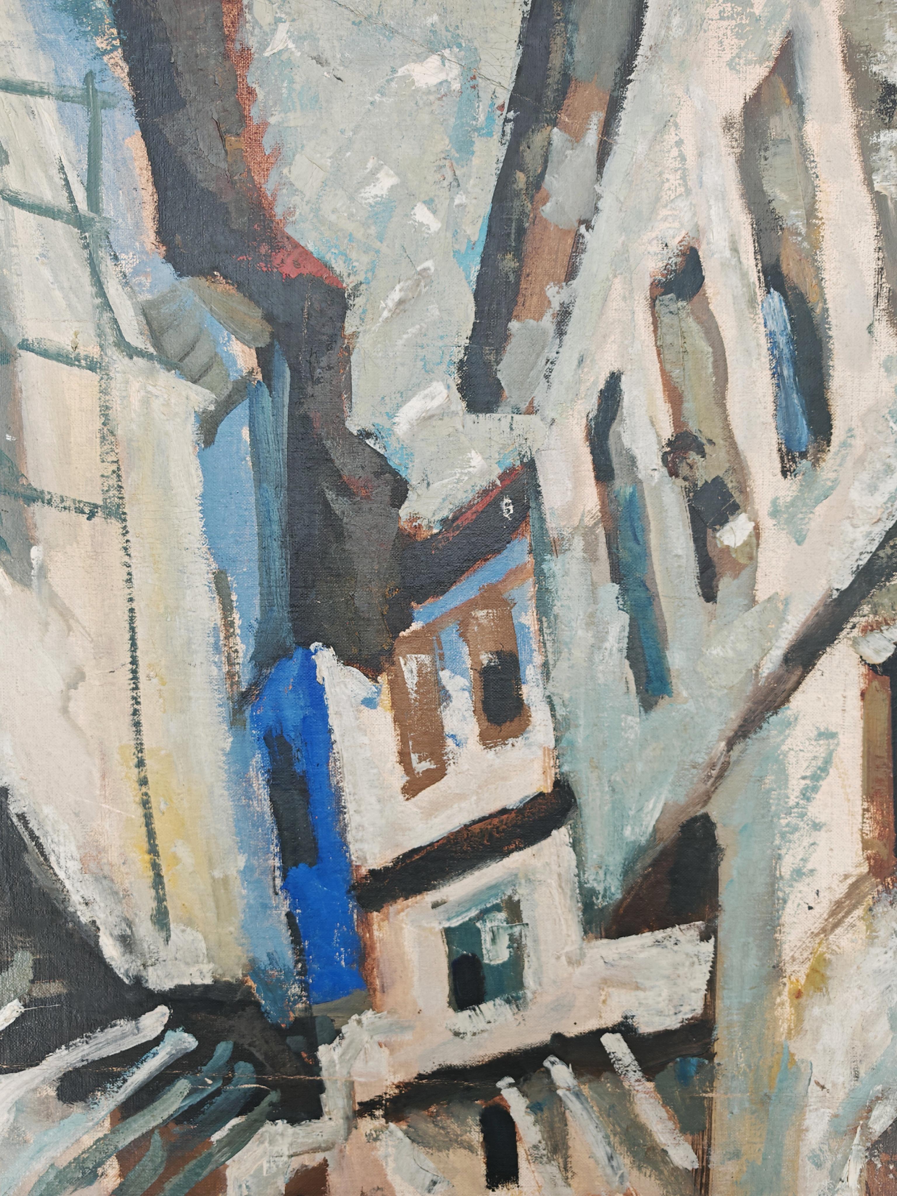 Modernistisches Öl auf Leinwand mit dem Titel 