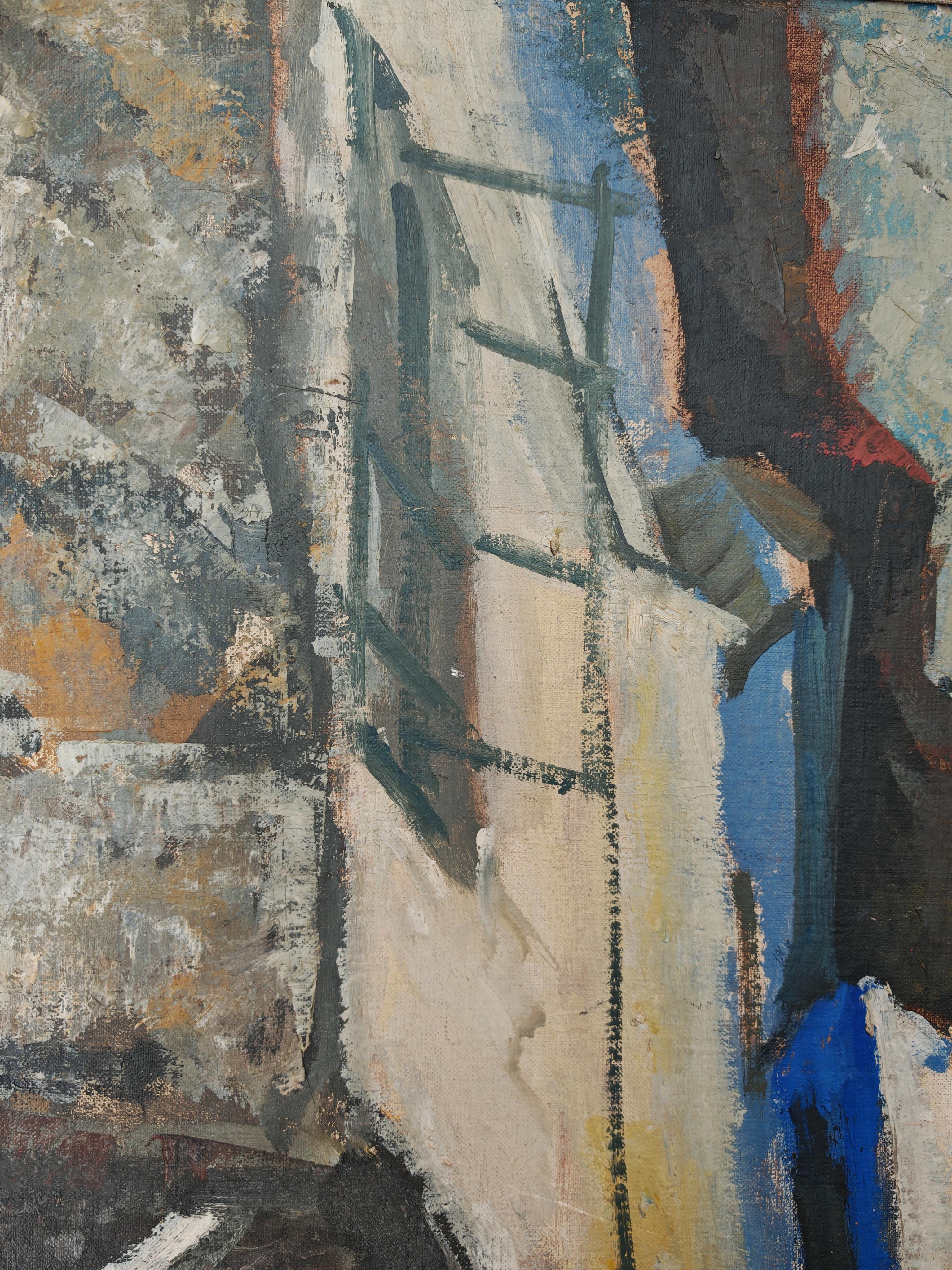 Modernistisches Öl auf Leinwand mit dem Titel 