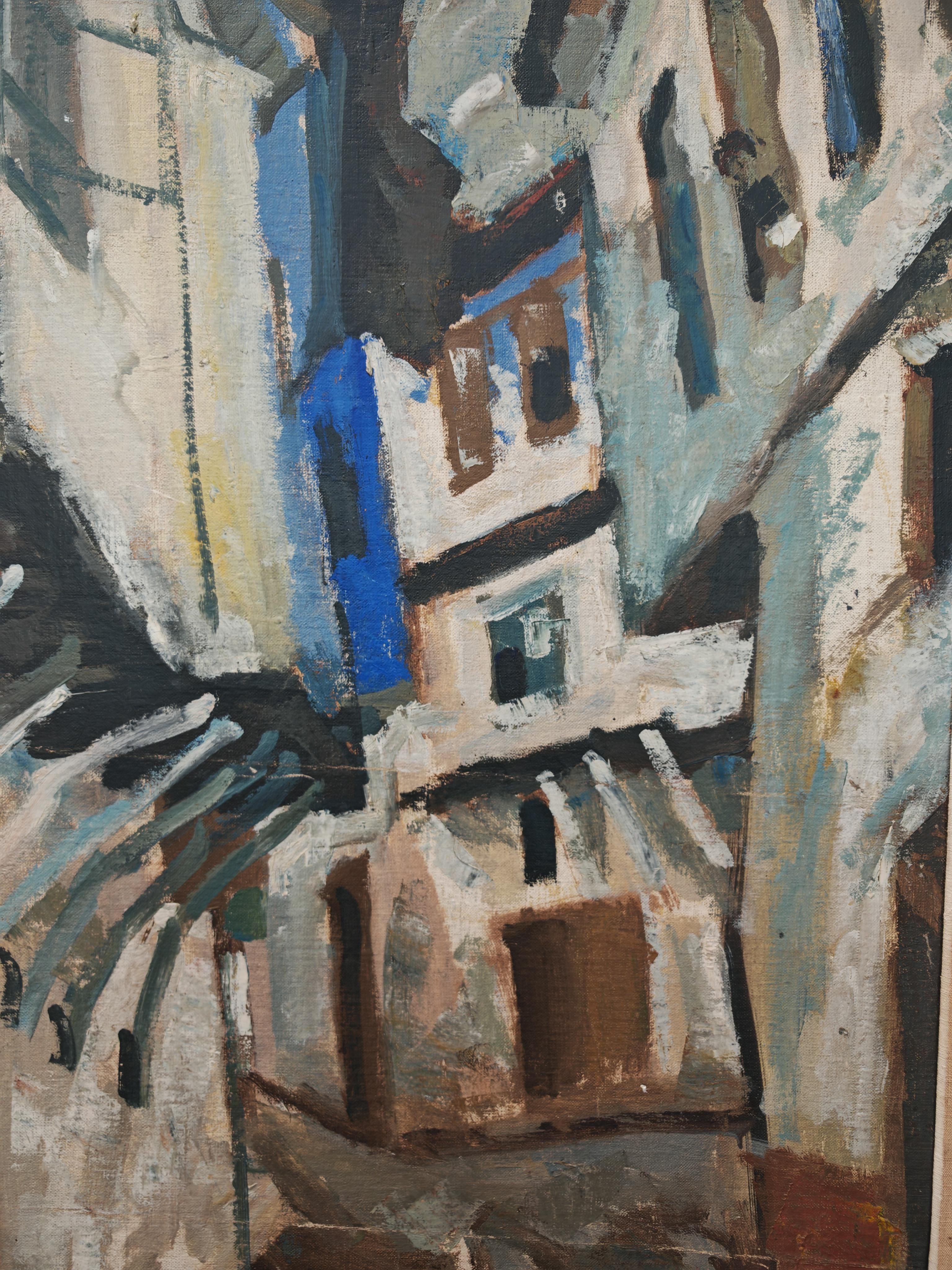 Modernistisches Öl auf Leinwand mit dem Titel 