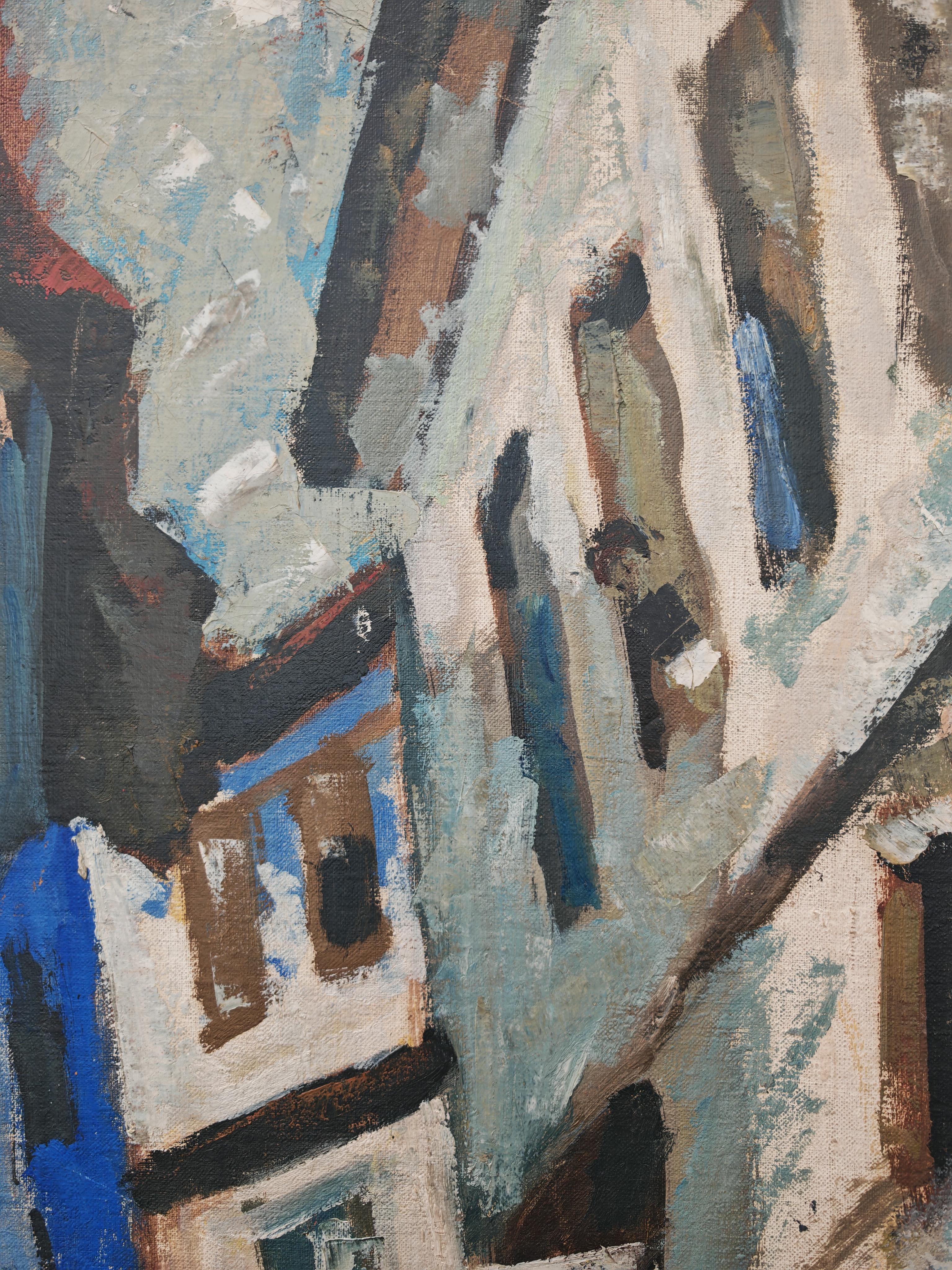 Modernistisches Öl auf Leinwand mit dem Titel 