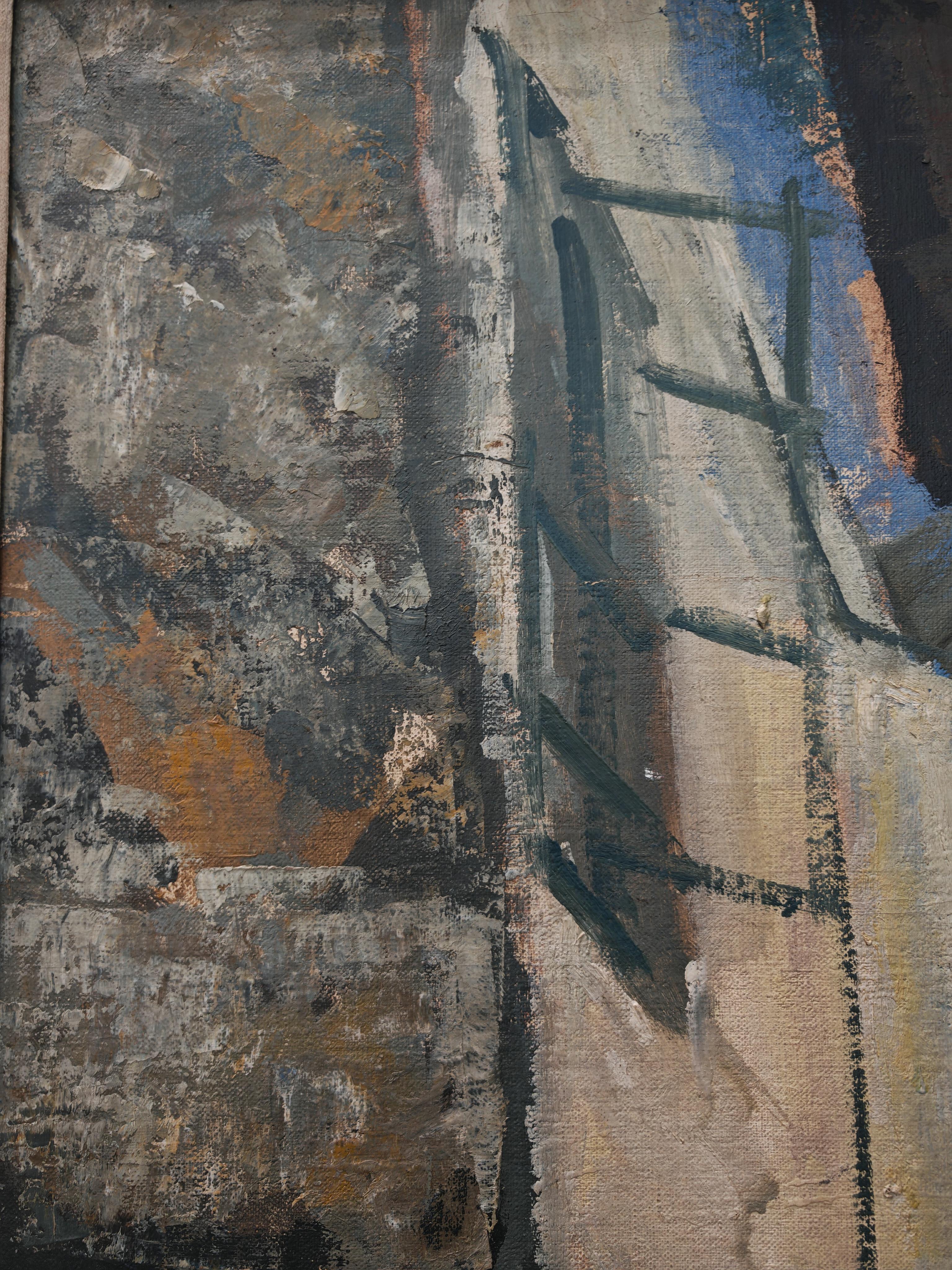 Modernistisches Öl auf Leinwand mit dem Titel 