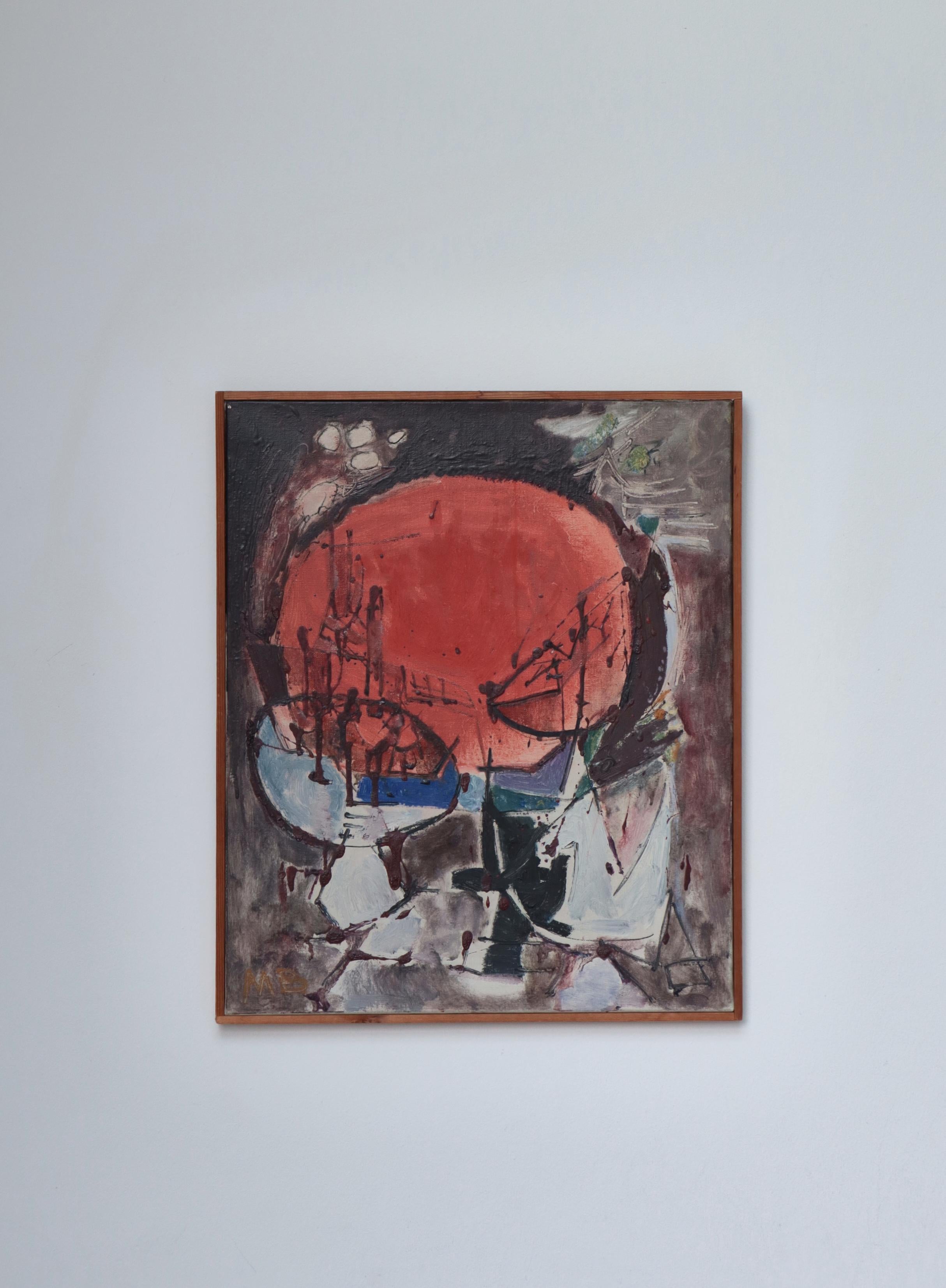 Modernistisches Ölgemälde des dänischen Künstlers Mogens Balle COBRA Art Movement, 1960er Jahre (Skandinavische Moderne) im Angebot