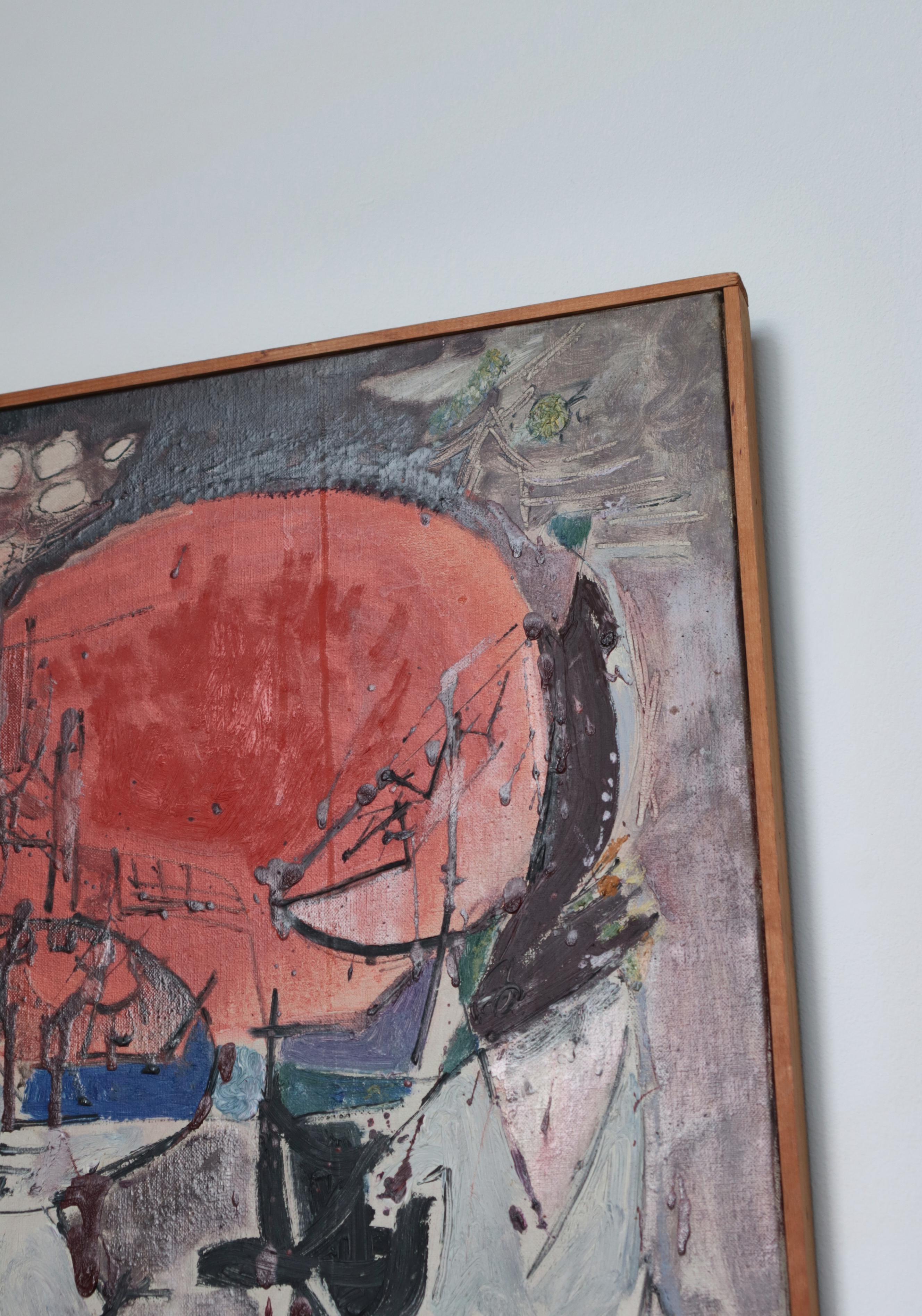 Modernistisches Ölgemälde des dänischen Künstlers Mogens Balle COBRA Art Movement, 1960er Jahre (Mitte des 20. Jahrhunderts) im Angebot