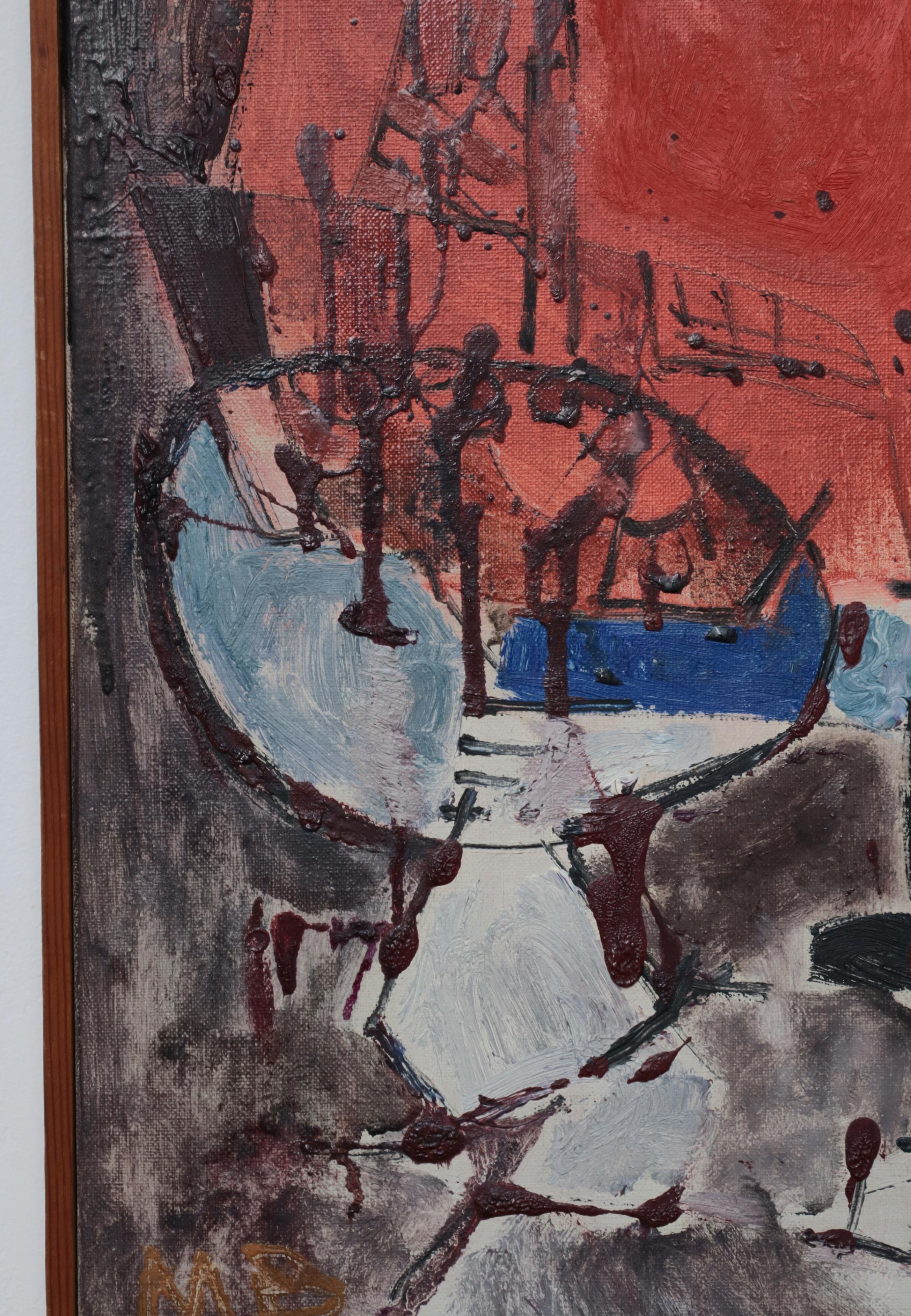 Modernistisches Ölgemälde des dänischen Künstlers Mogens Balle COBRA Art Movement, 1960er Jahre im Angebot 1