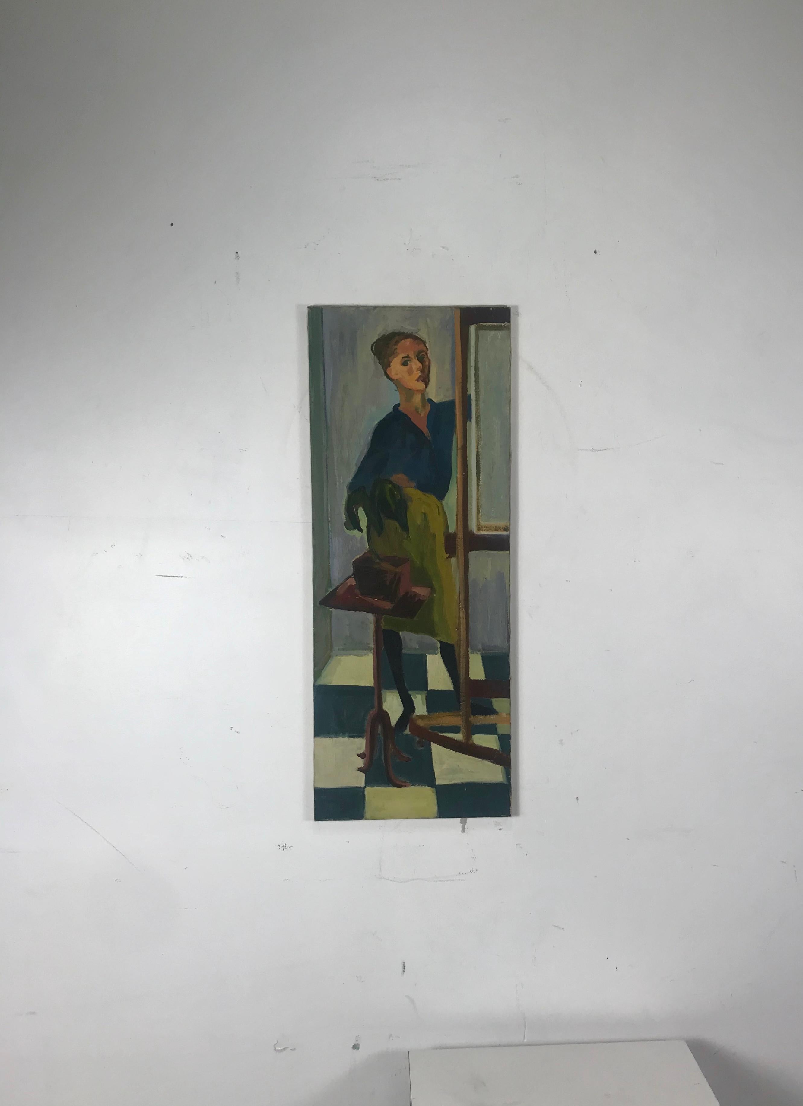 Modernist Oil Painting on Canvas by Anita Kahn, circa 1950s In Good Condition In Buffalo, NY