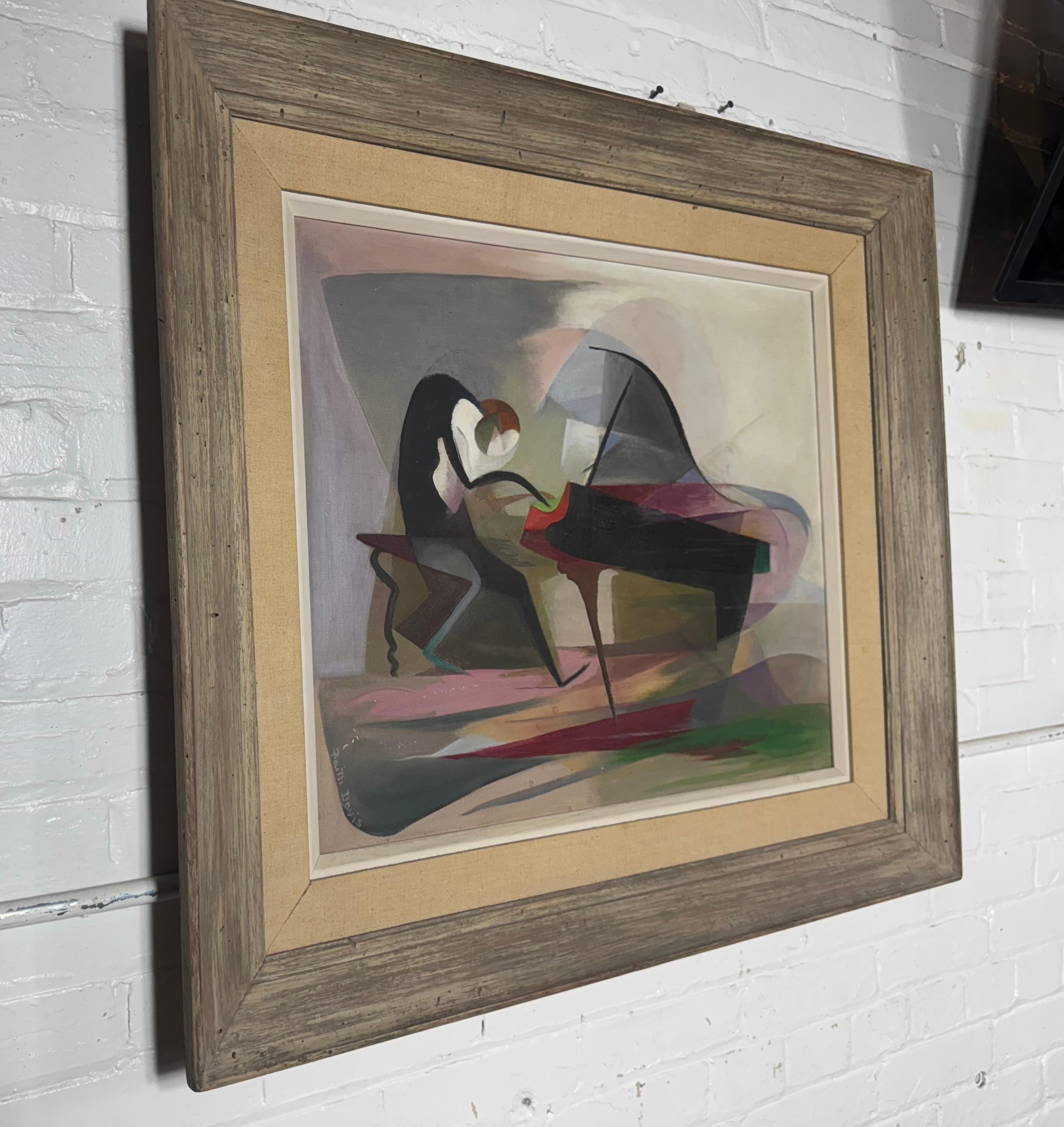 Américain Peinture à l'huile moderniste sur toile 