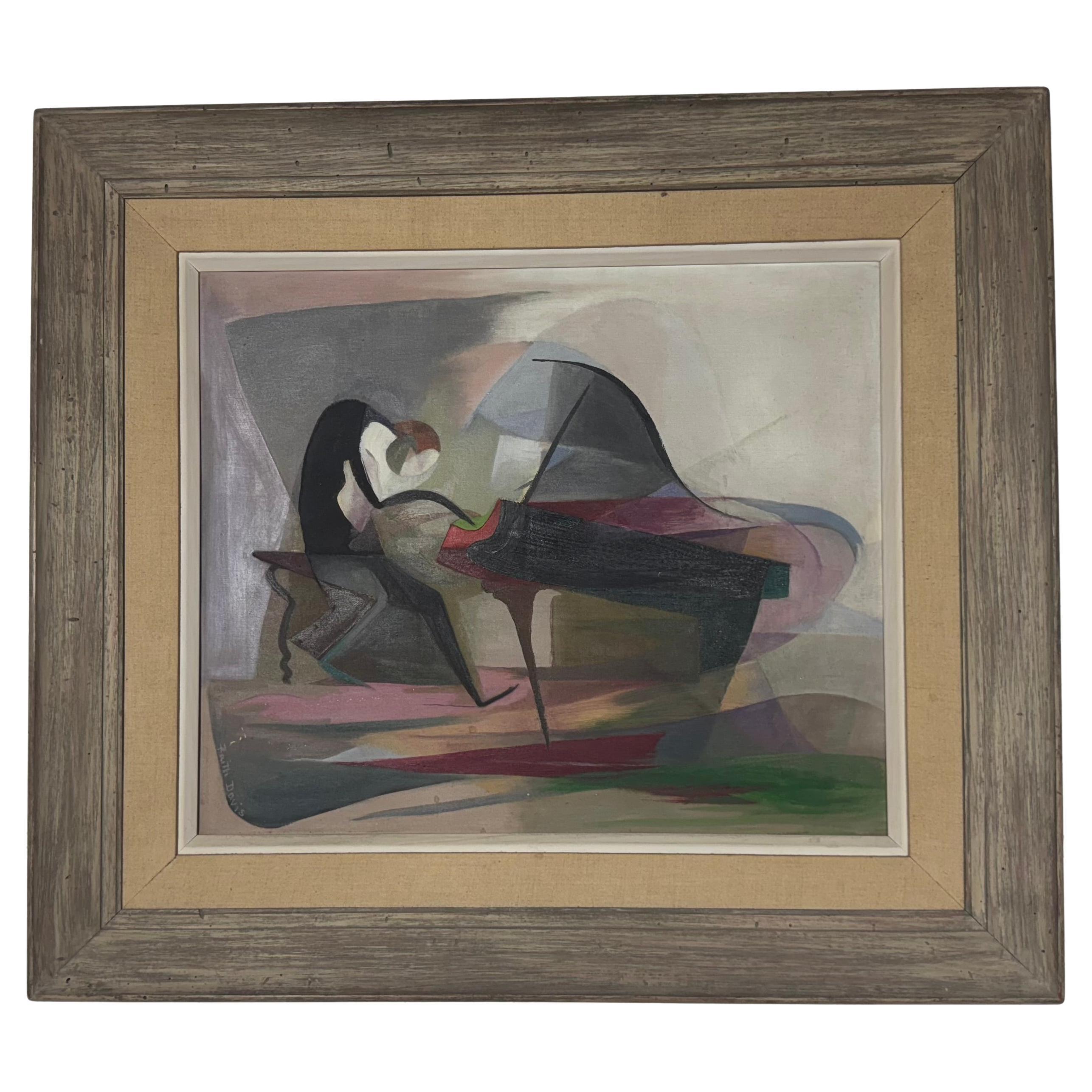 Modernist Oil Painting on Canvas "Music Madness" by Faith Davis, WNY Artist