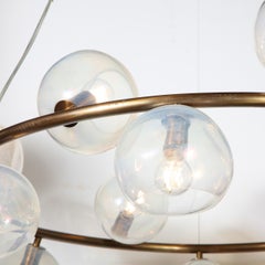 Modernist Oil Rubbed Bronze Chandelier with Organic Hand Blown Murano Shades