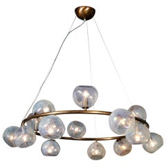 Modernist Oil Rubbed Bronze Chandelier with Organic Hand Blown Murano Shades