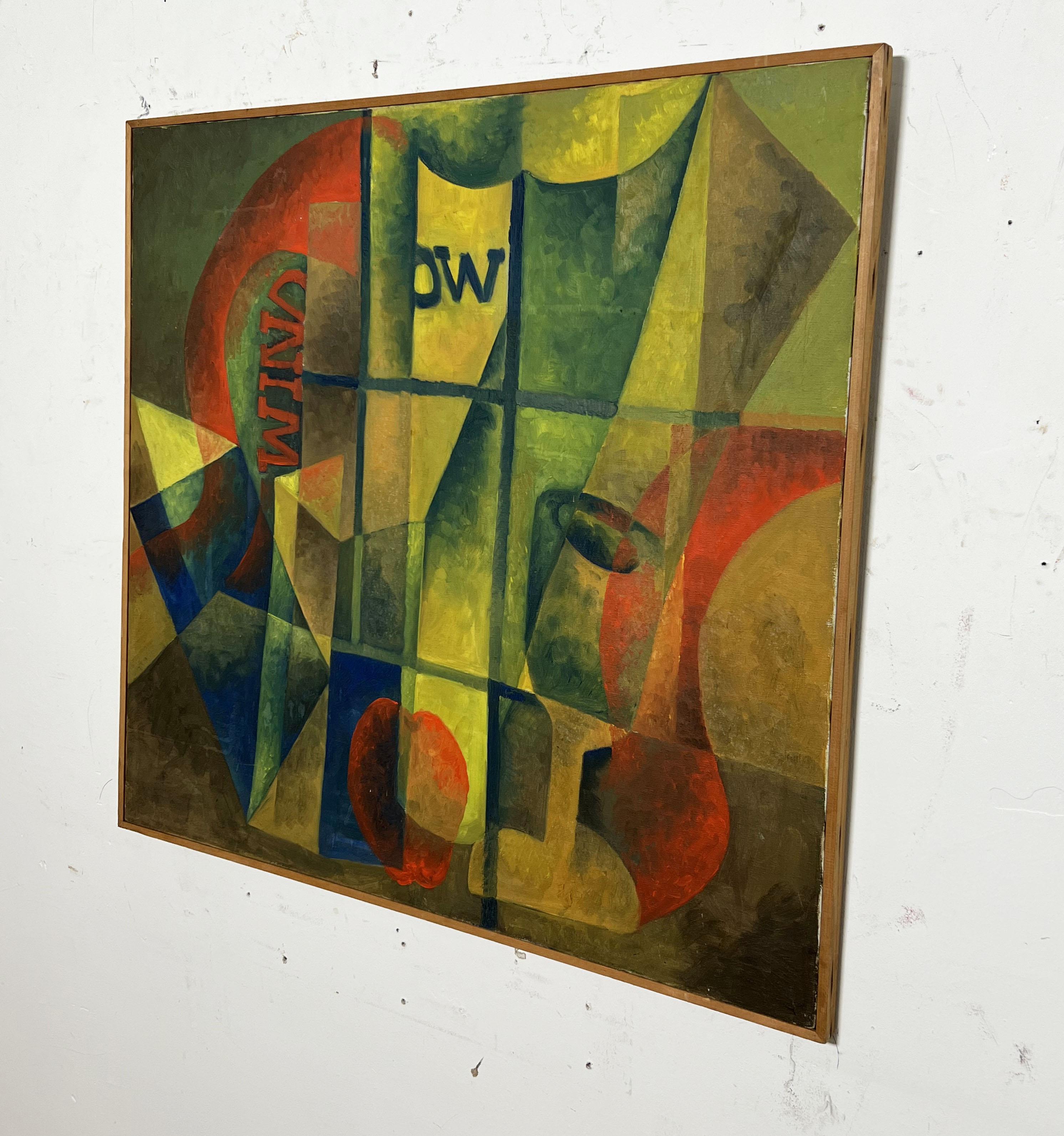  Modernist oil in the jazz era manner of Stuart Davis entitled “Window” and signed Palester, circa 1960s
