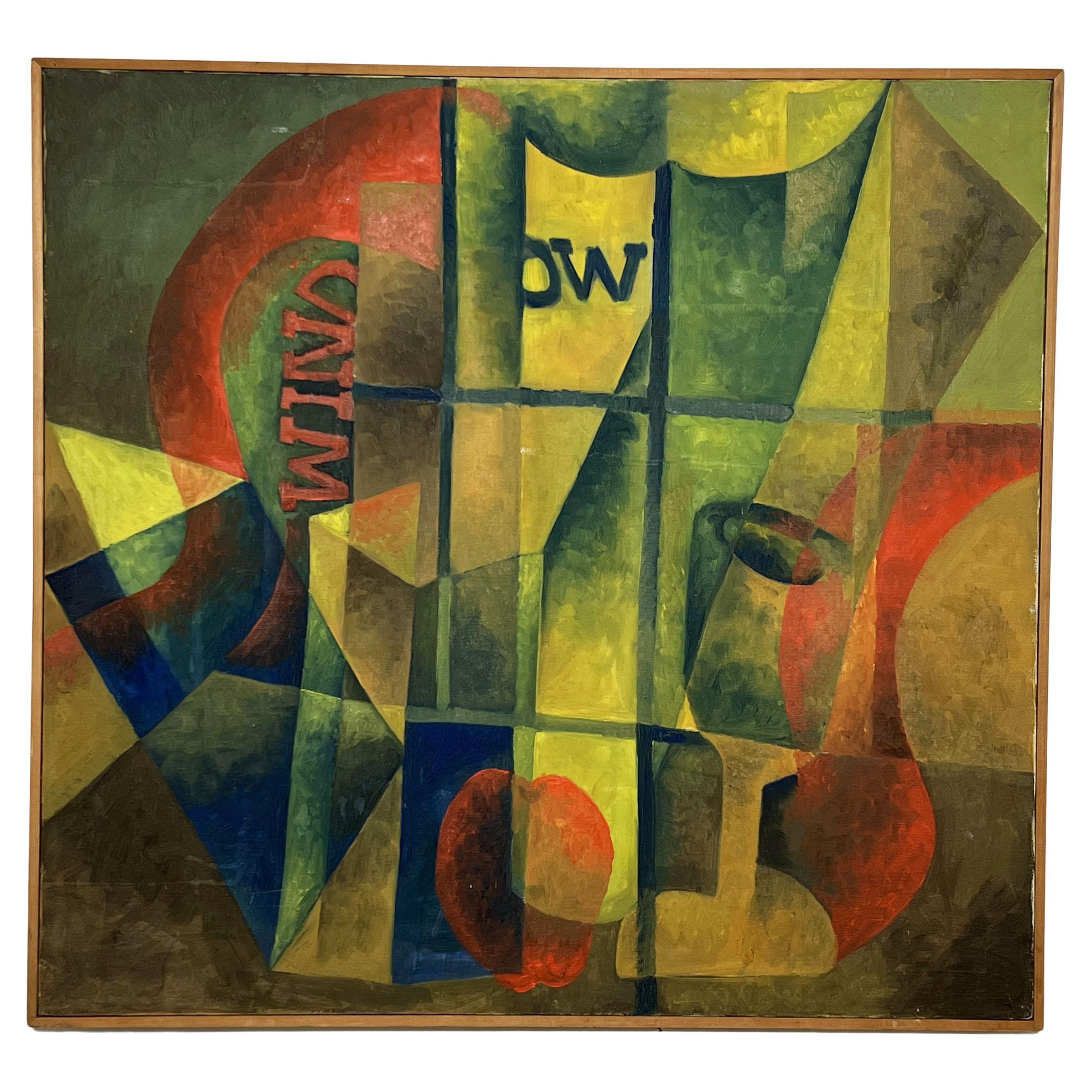 Huile moderniste intitulée « Windows » et signée Palester, vers les années 1960