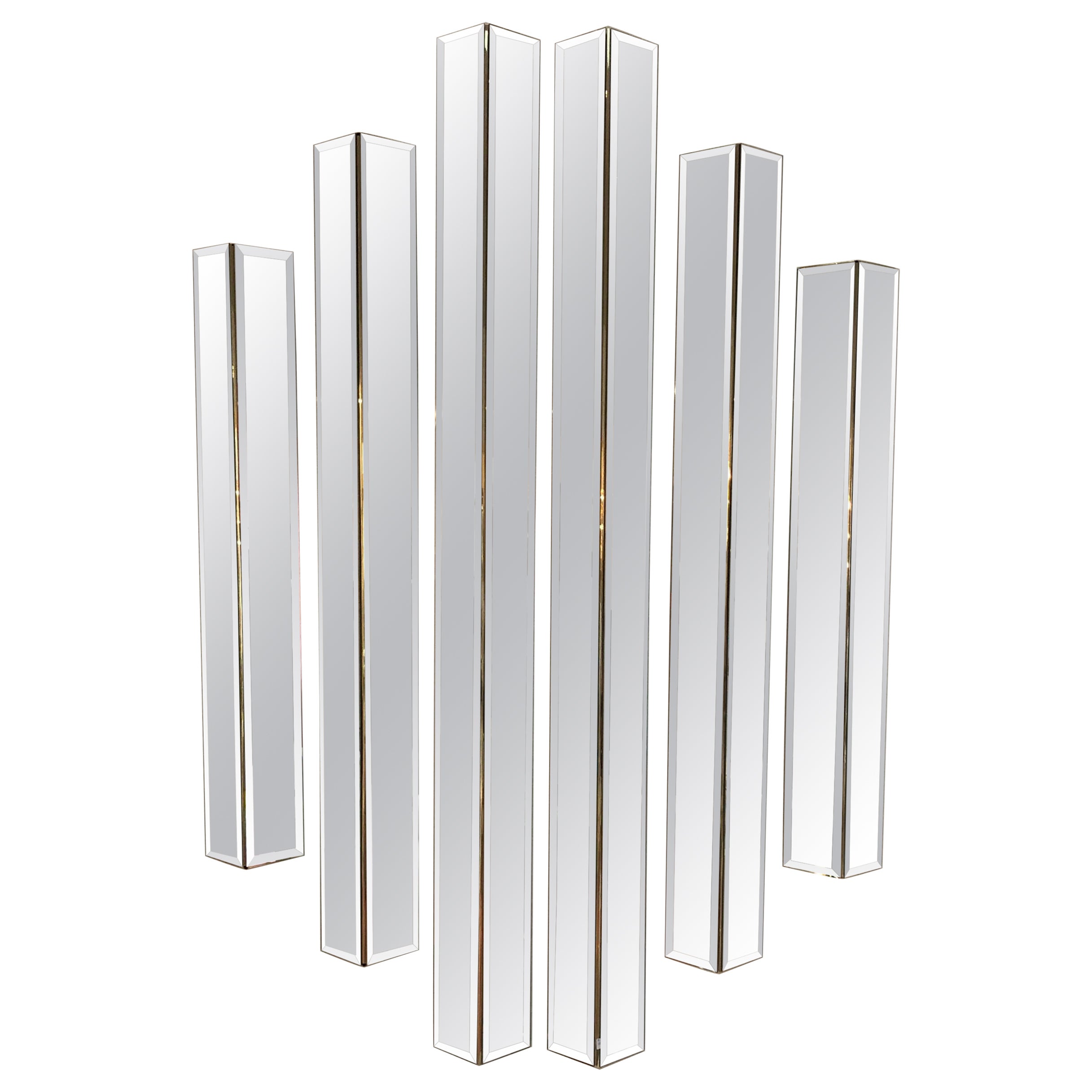Modernist Op Art Prism Beveled Mirror 3D Wall Panel Sculpture - 6 Panels