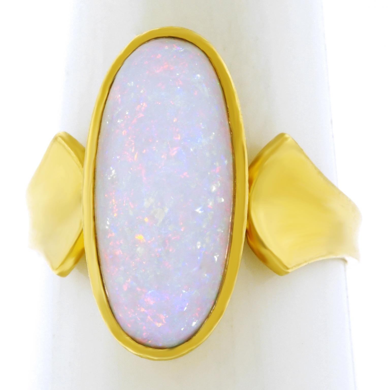 Modernist Opal Set Gold Ring 4