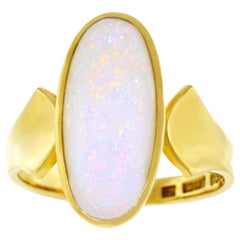 Modernist Opal Set Gold Ring