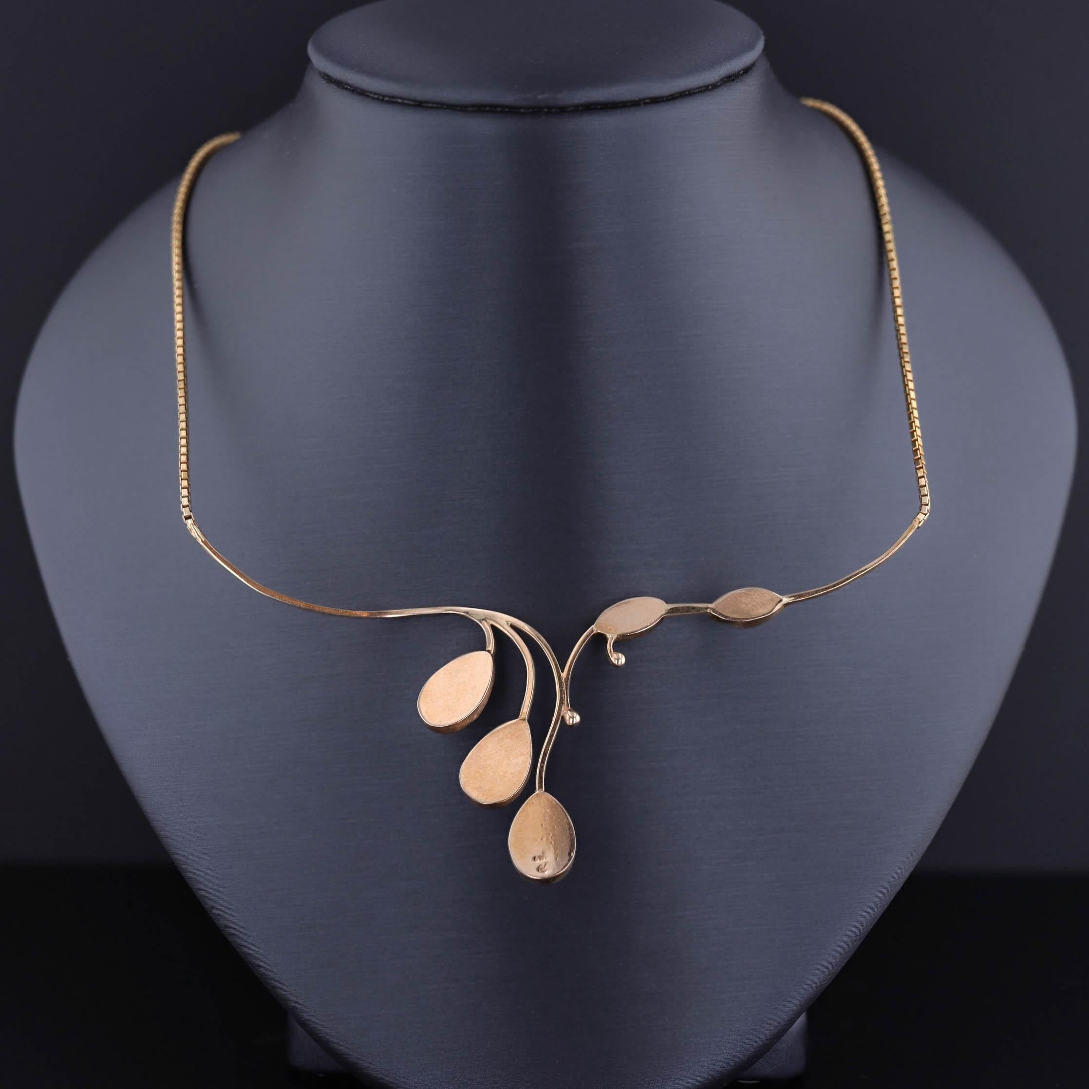 Modernist Opal Simulant Necklace of 14k & 10k Gold In Good Condition For Sale In Lewisburg, PA