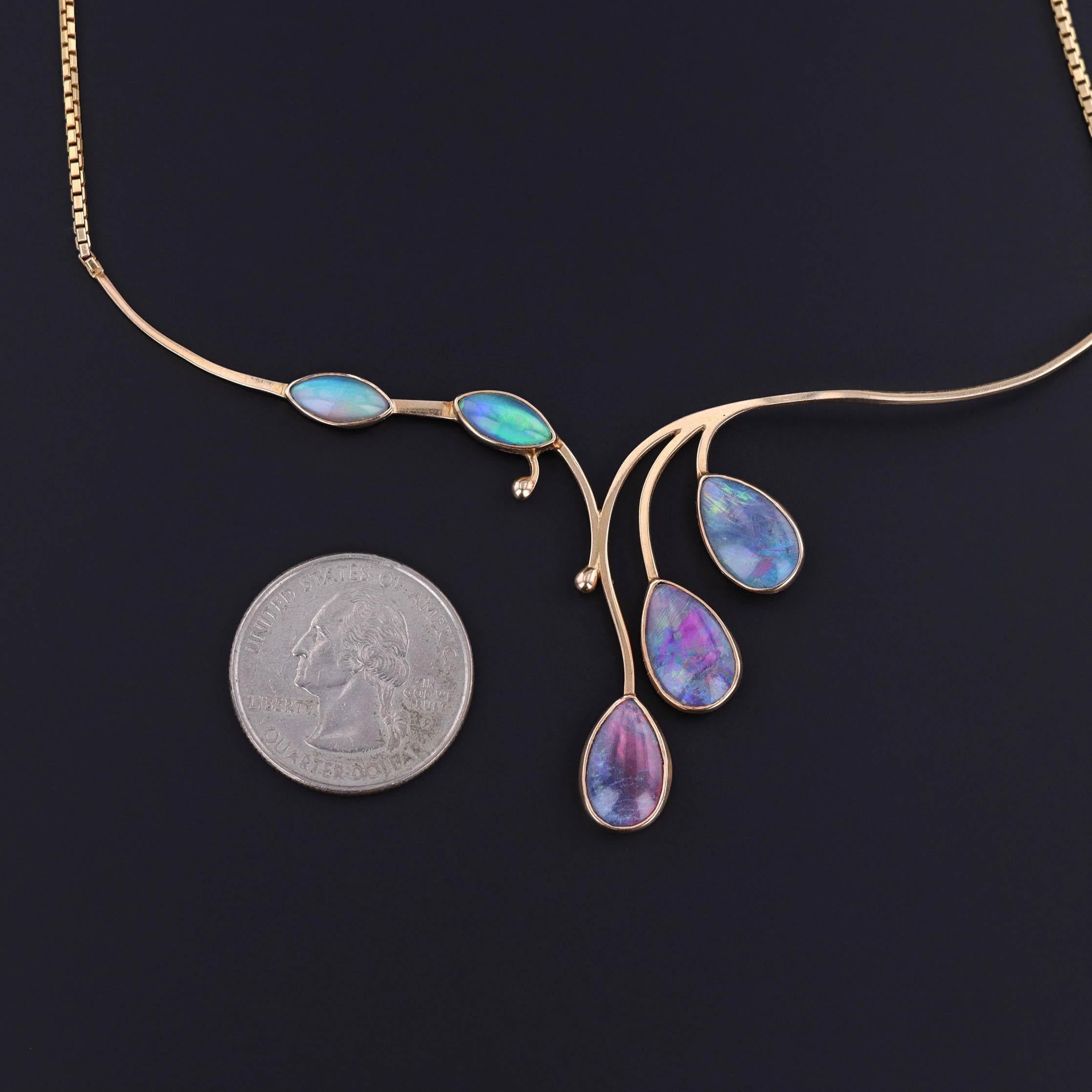 Modernist Opal Simulant Necklace of 14k & 10k Gold For Sale 1