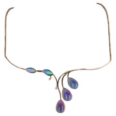 Modernist Opal Simulant Necklace of 14k & 10k Gold