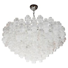 Modernist Opalescent and Clear Murano Glass Barbell Chandelier