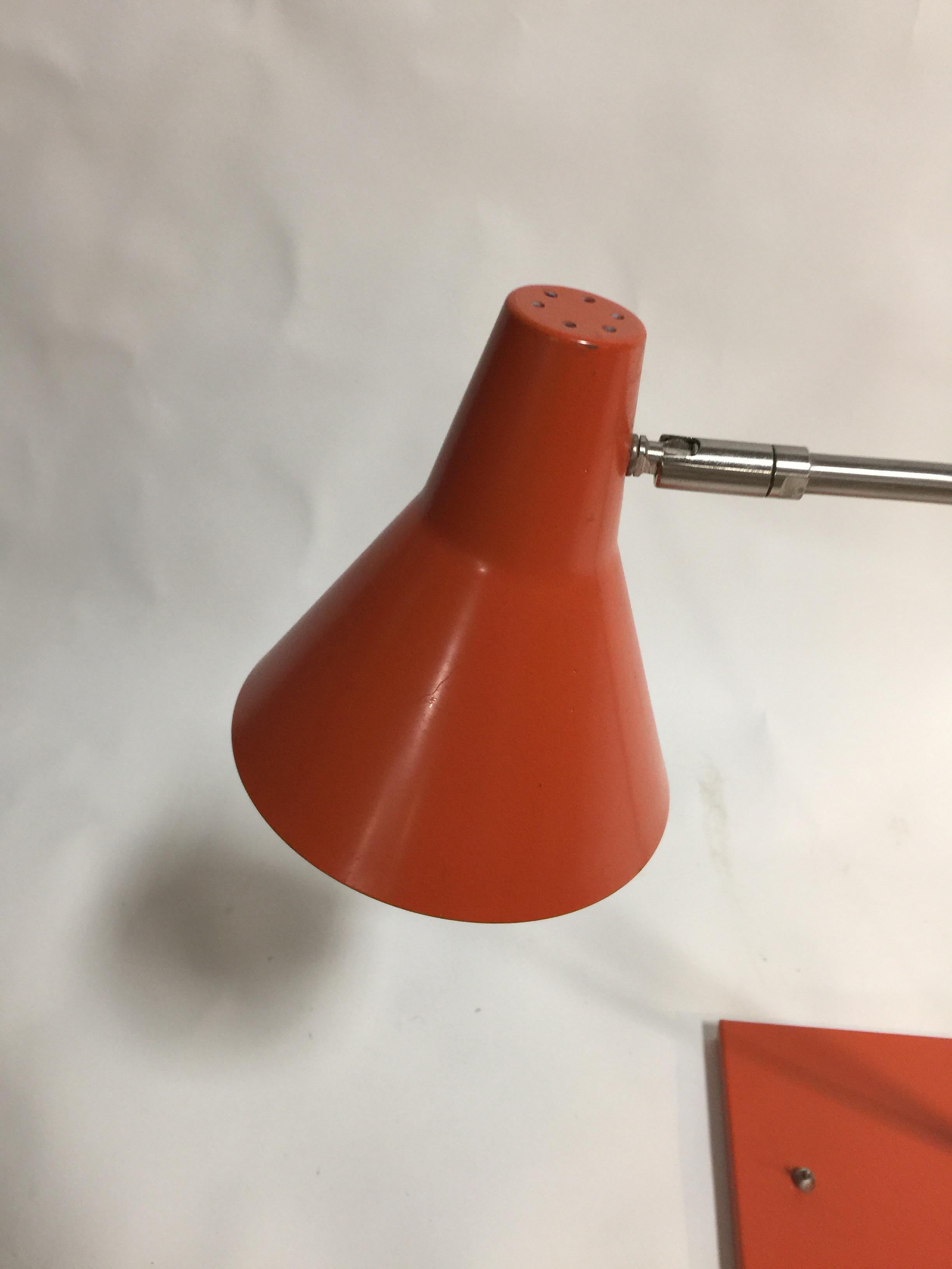 Chinese Modernist Orange Metal Desk Lamp