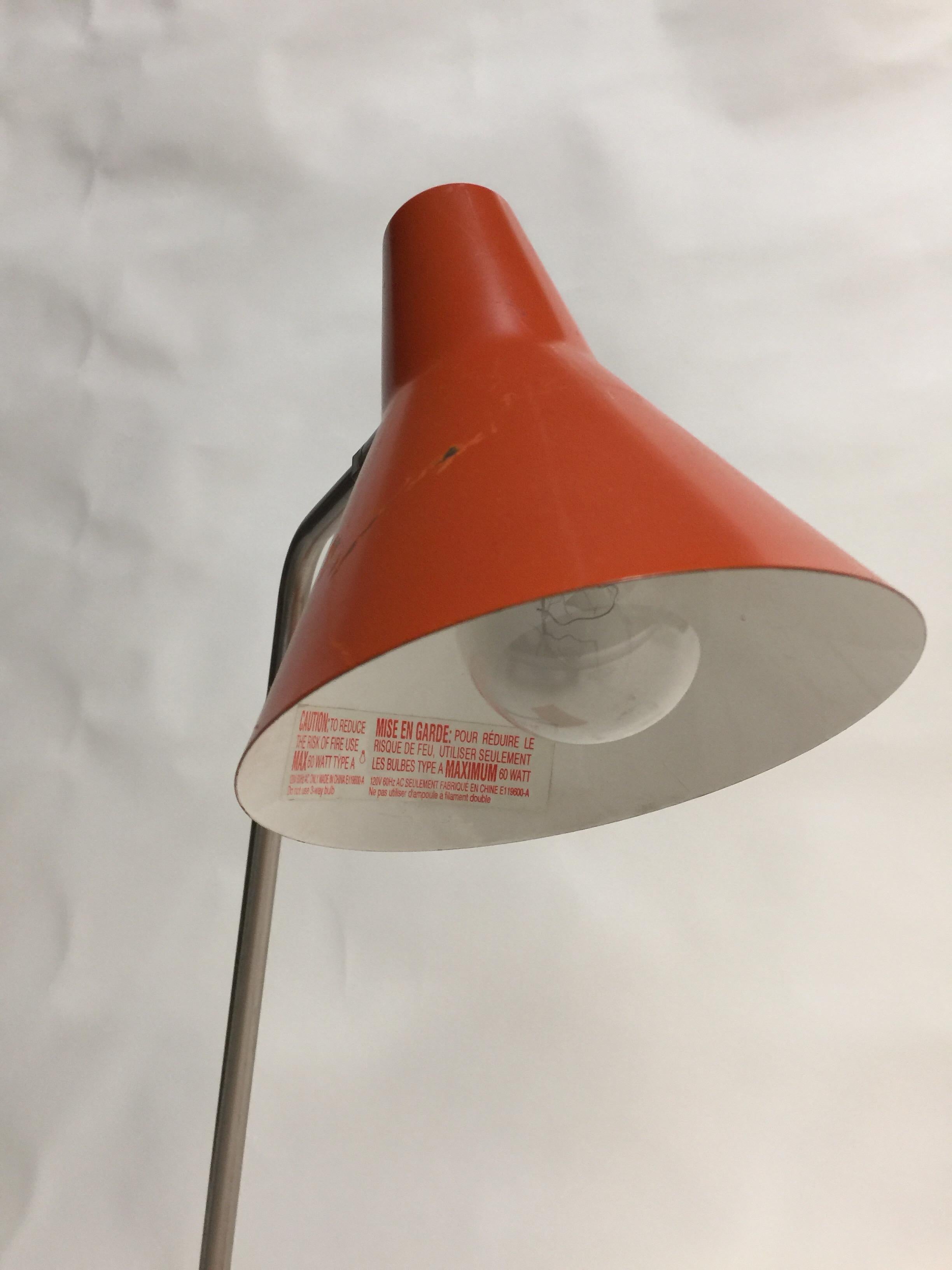 Contemporary Modernist Orange Metal Desk Lamp