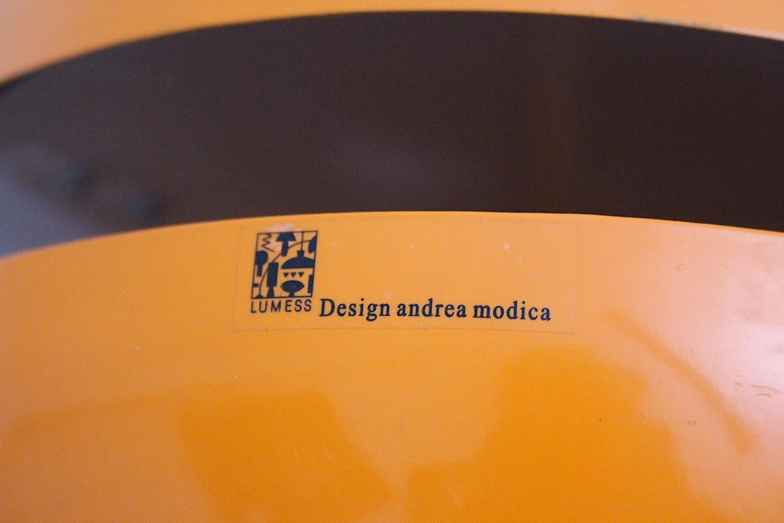 Modernist Orange Plastic Globe Table Lamp Andrea Modica for Lumess Switzerland For Sale 1