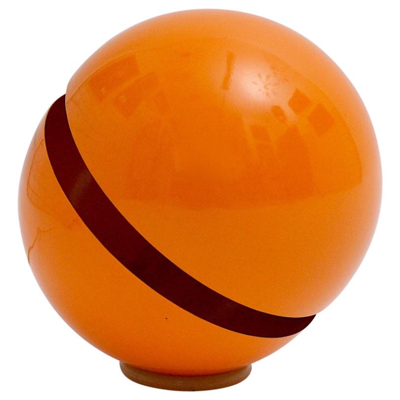 Modernist Orange Plastic Globe Table Lamp Andrea Modica for Lumess Switzerland