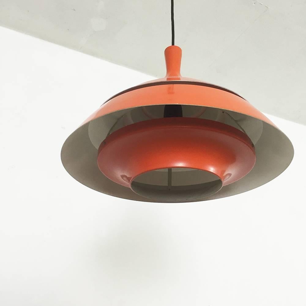 Modernist Orange Scandinavian Hanging Lamp Hans-Agne Jakobsson Attributed, 1960s 3