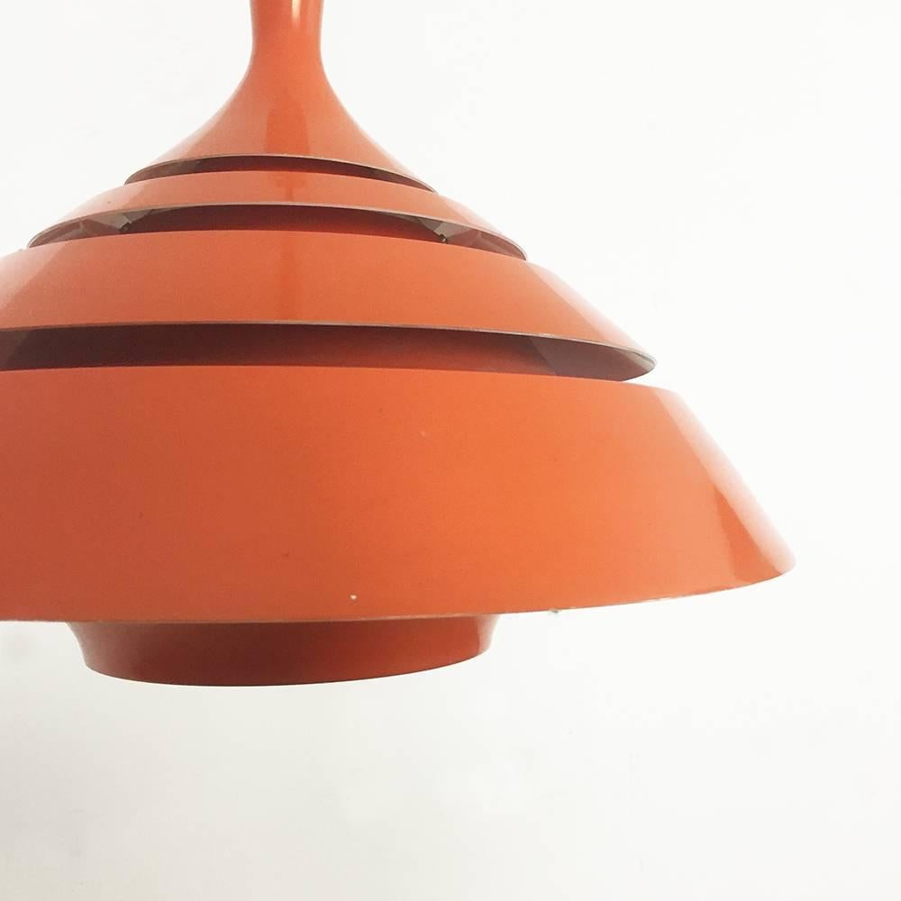 Swedish Modernist Orange Scandinavian Hanging Lamp Hans-Agne Jakobsson Attributed, 1960s