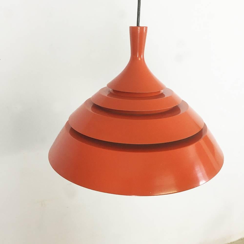 Modernist Orange Scandinavian Hanging Lamp Hans-Agne Jakobsson Attributed, 1960s In Good Condition In Kirchlengern, DE