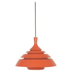 Modernist Orange Scandinavian Hanging Lamp Hans-Agne Jakobsson Attributed, 1960s