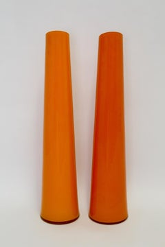 Modernist Orange Vintage Glass Vases, Italy, circa 1990