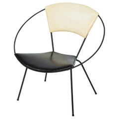 Modernist Orbit Style Hoop Chair with Black Iron Frame, circa 1960s